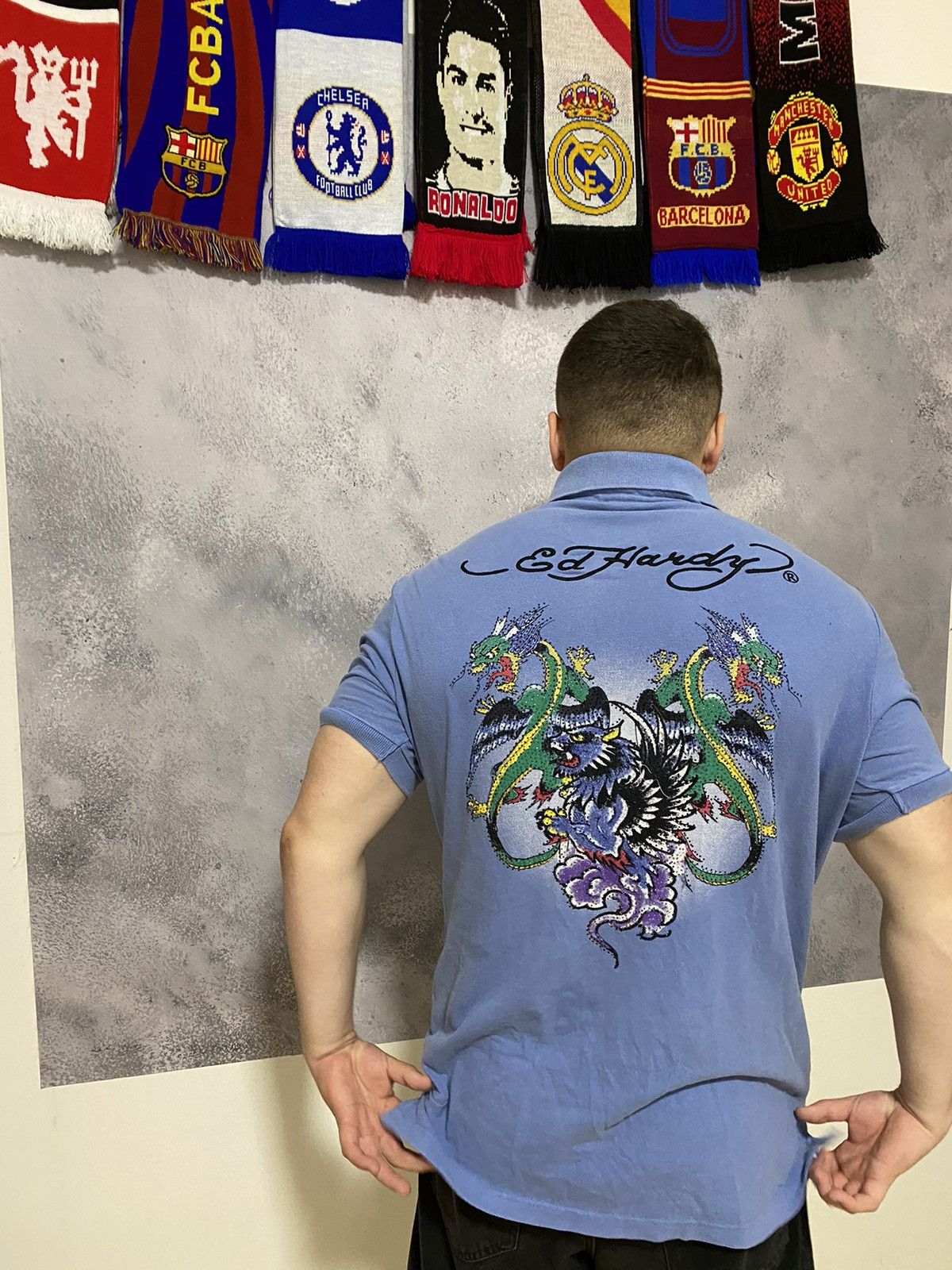 Christian Audigier × Ed Hardy × Vintage Vintage Y2K Ed Hardy By Christian Audigier Big Logo Polo Size US XXL / EU 58 / 5 - 1 Thumbnail