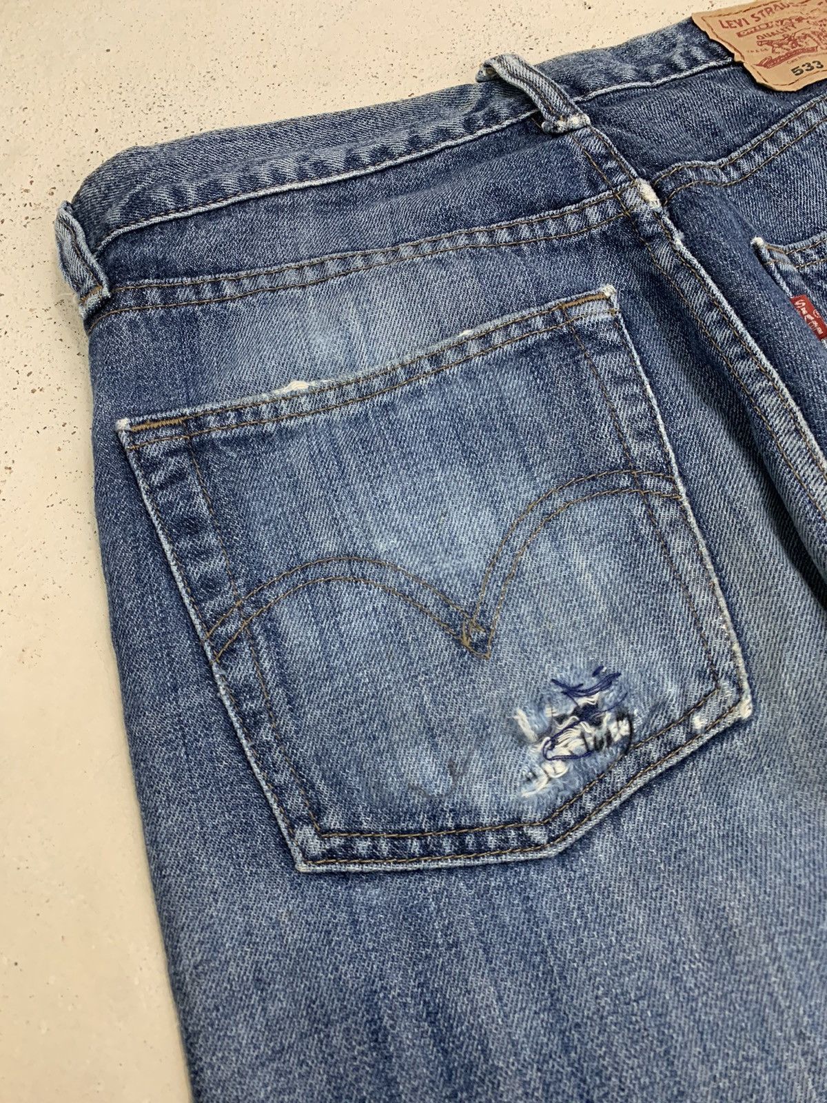 Levi's × Vintage Levis 533 04 Productio Distressed Denim Pants (AE3) Size US 32 / EU 48 - 17 Thumbnail