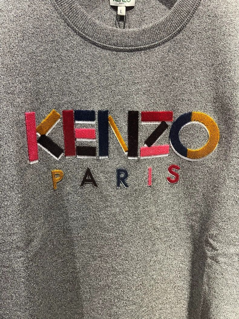 Other KENZO Gray long-sleeve embroidered fleece letters hoodie Size L / US 10 / IT 46 - 2 Thumbnail