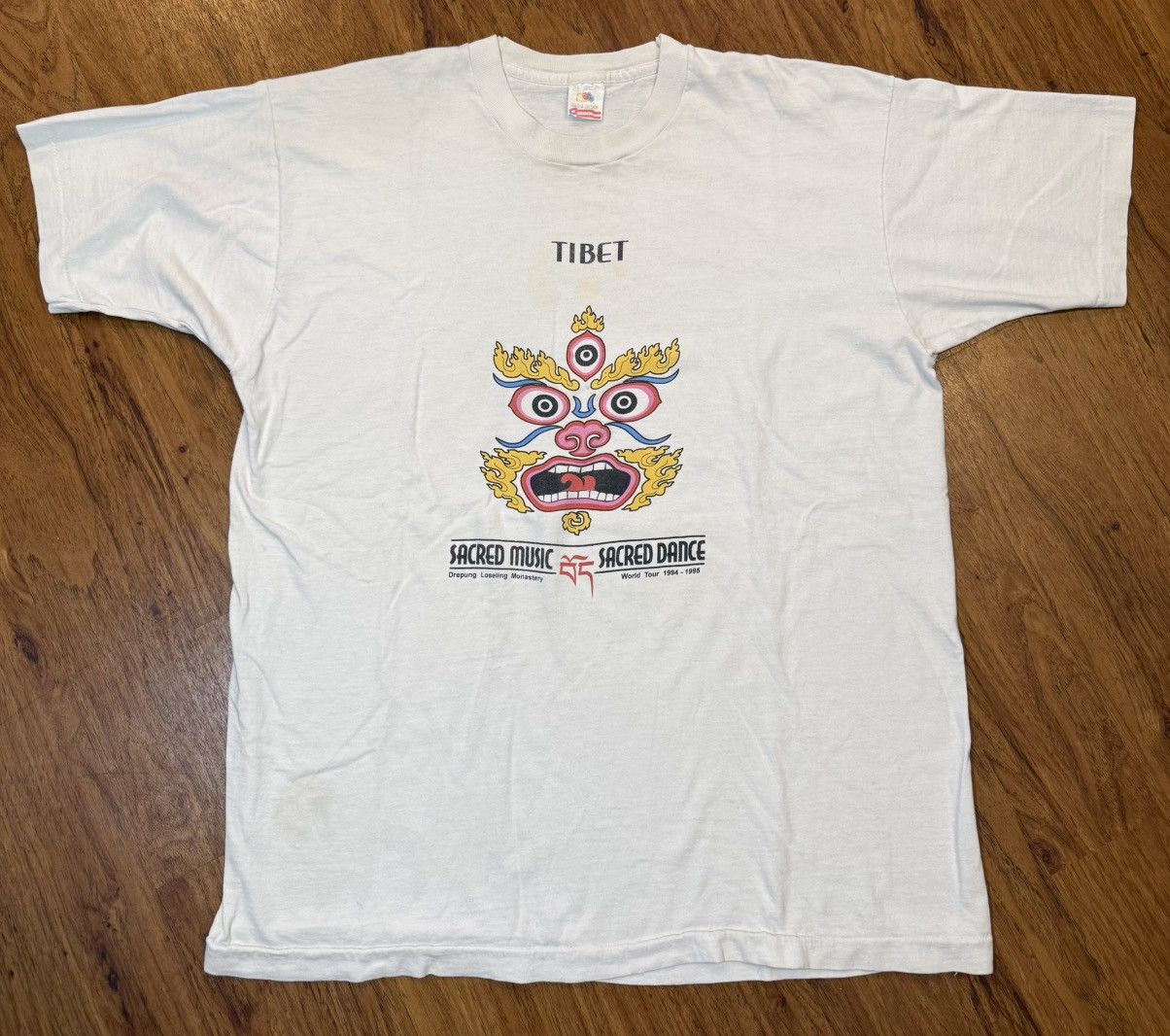 Fruit Of The Loom Vintage 90’s Tibet Sacred Music Dance Mahakala Shirt Tatt Size US XL / EU 56 / 4 - 2 Thumbnail