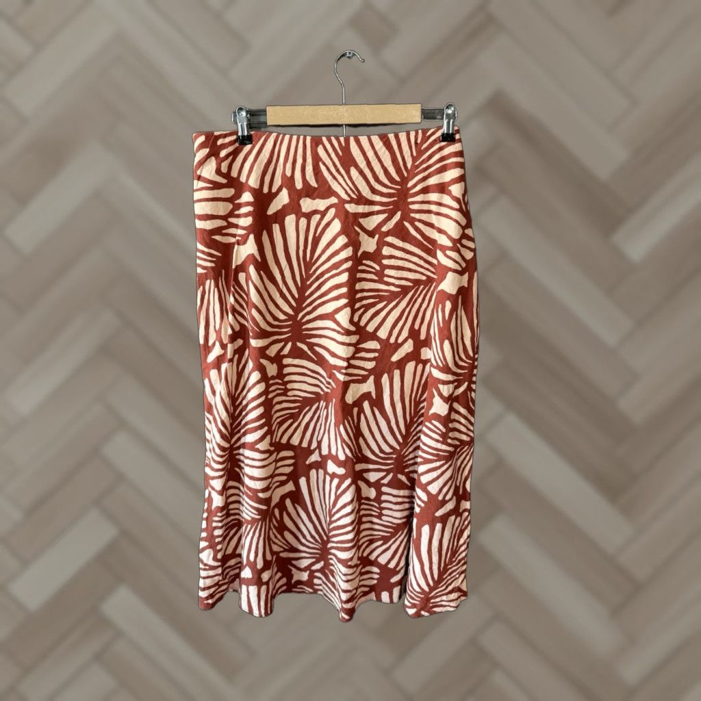 Banana Republic Banana Republic Womens Skirt Maxi Long Red Linen Floral XL Size Size 40" / US 18 - 1 Thumbnail