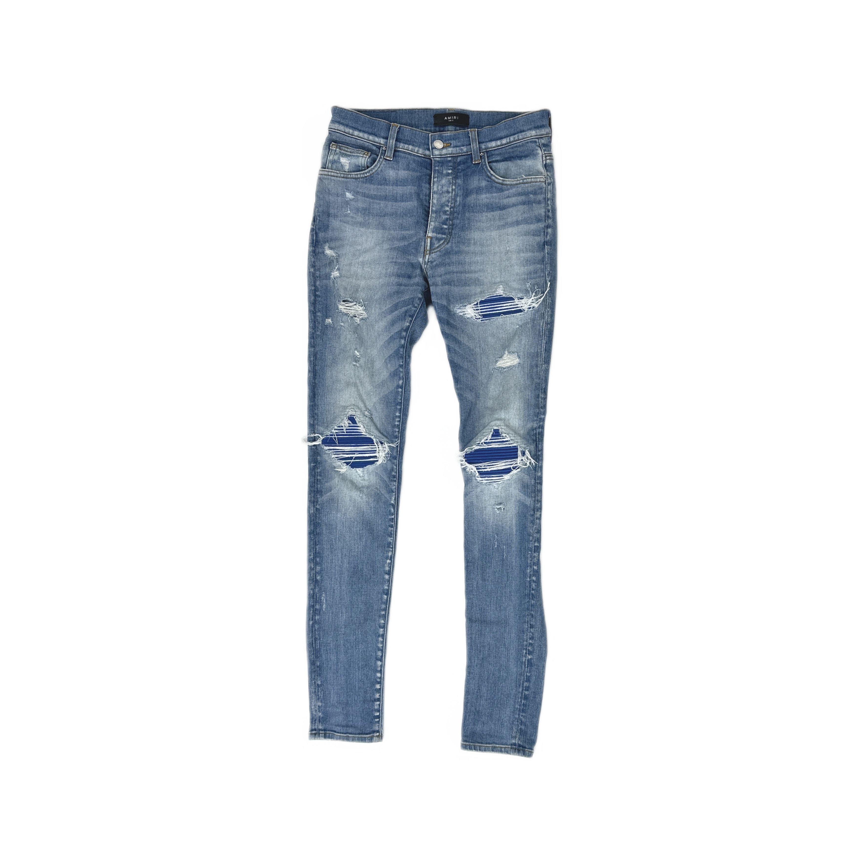Amiri AMIRI Striped Patch Distressed Denim Jeans Size 31 Size US 31 - 1 Thumbnail