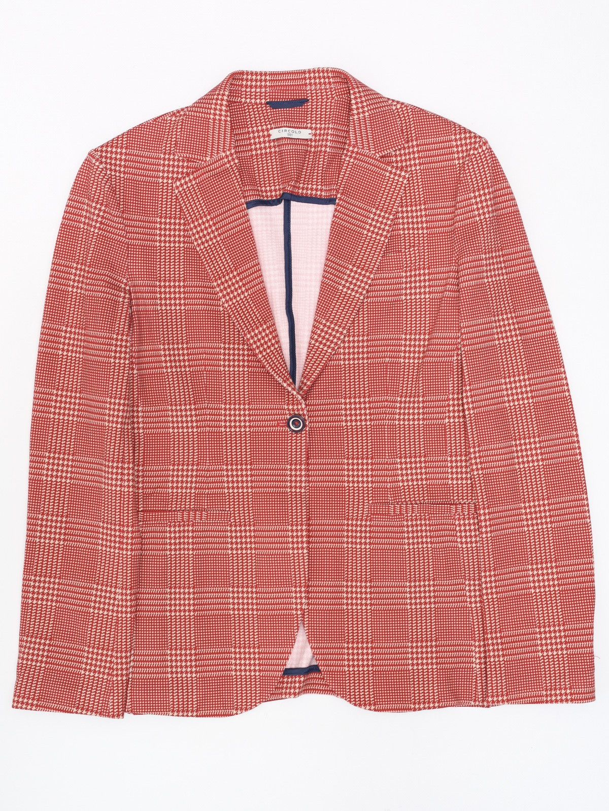 Circolo 1901 Circolo 1901 Red White Houndstooth Blazer Cotton Elastane Size L / US 10 / IT 46 - 1 Thumbnail