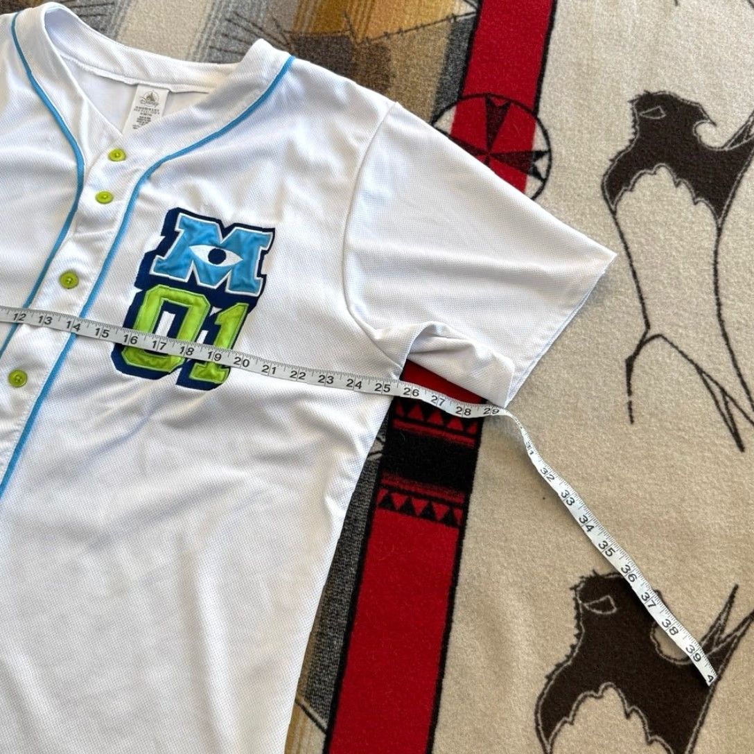 Disney Disney Monsters Inc. Baseball Jersey Mike Wazowski Size XL White Embroidered Men Short Sleeve Jersey Size US XL / EU 56 / 4 - 6 Thumbnail