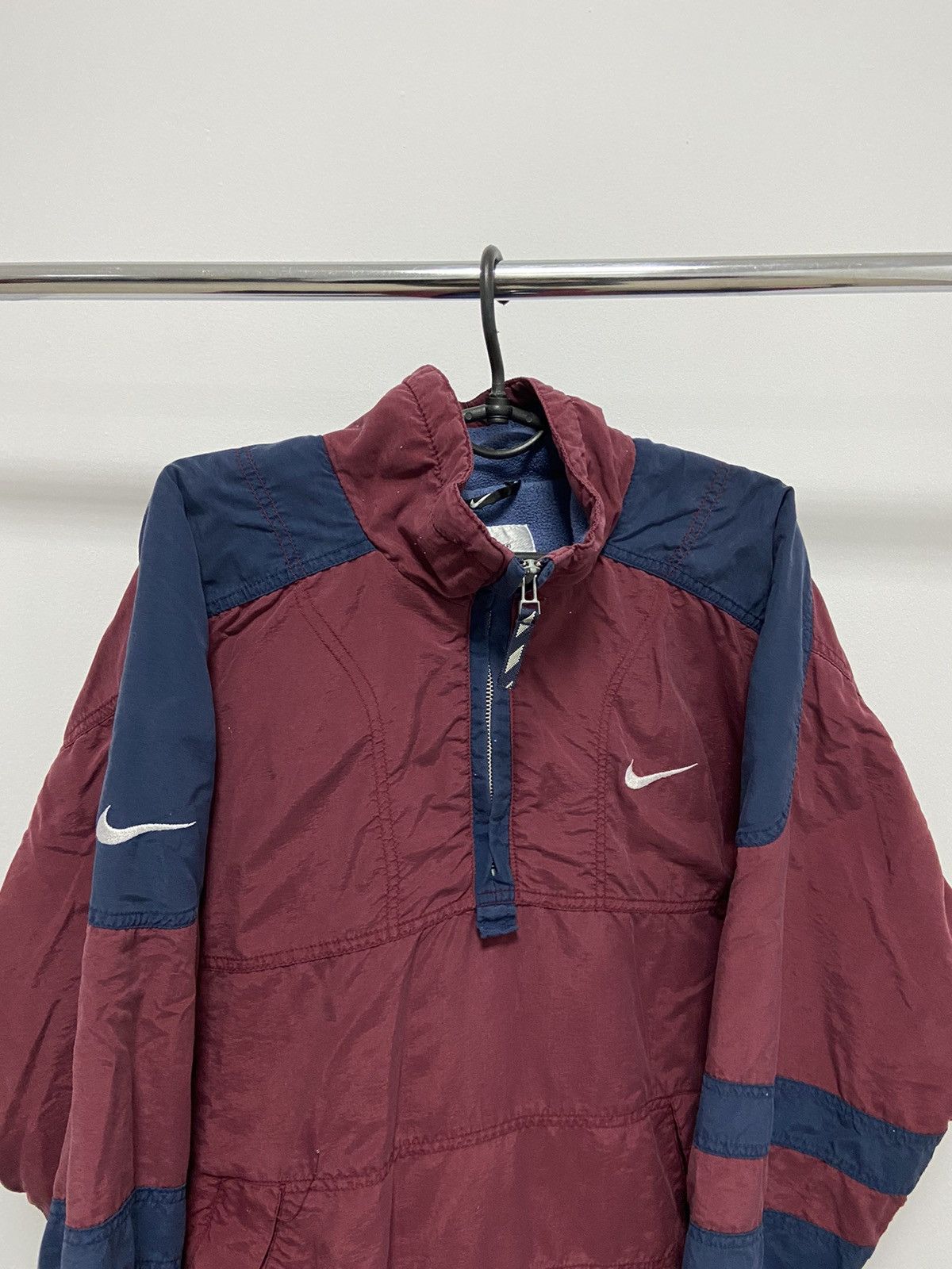 Nike × Vintage Nike Vintage Jacket Fleece 1/3 Nylon Logo Spell Out Size US M / EU 48-50 / 2 - 2 Thumbnail