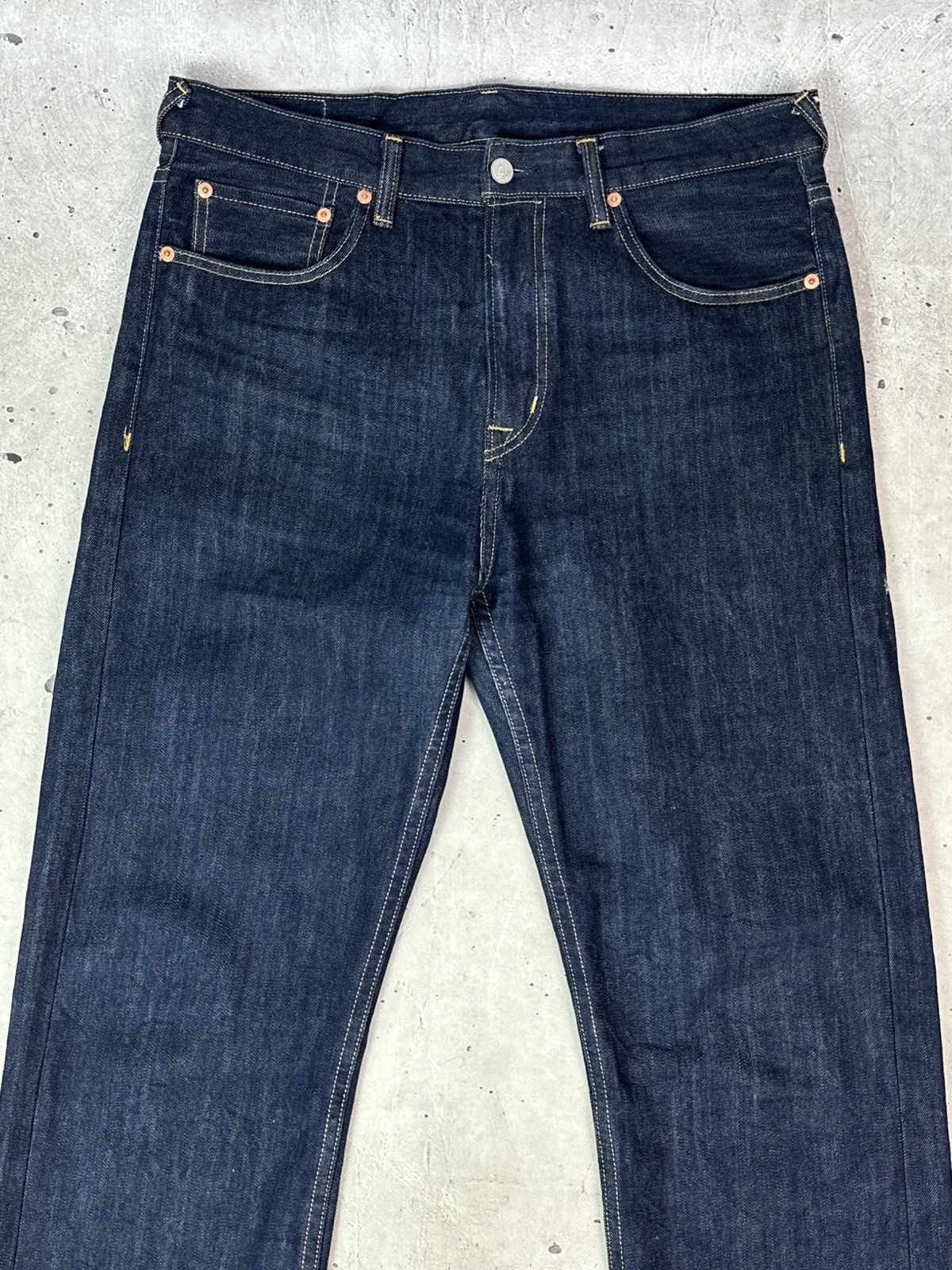 Japanese Brand Mbbcar Selvedge Navy Cotton Wide-Leg Men’s Indigo Jeans Size US 34 / EU 50 - 3 Thumbnail