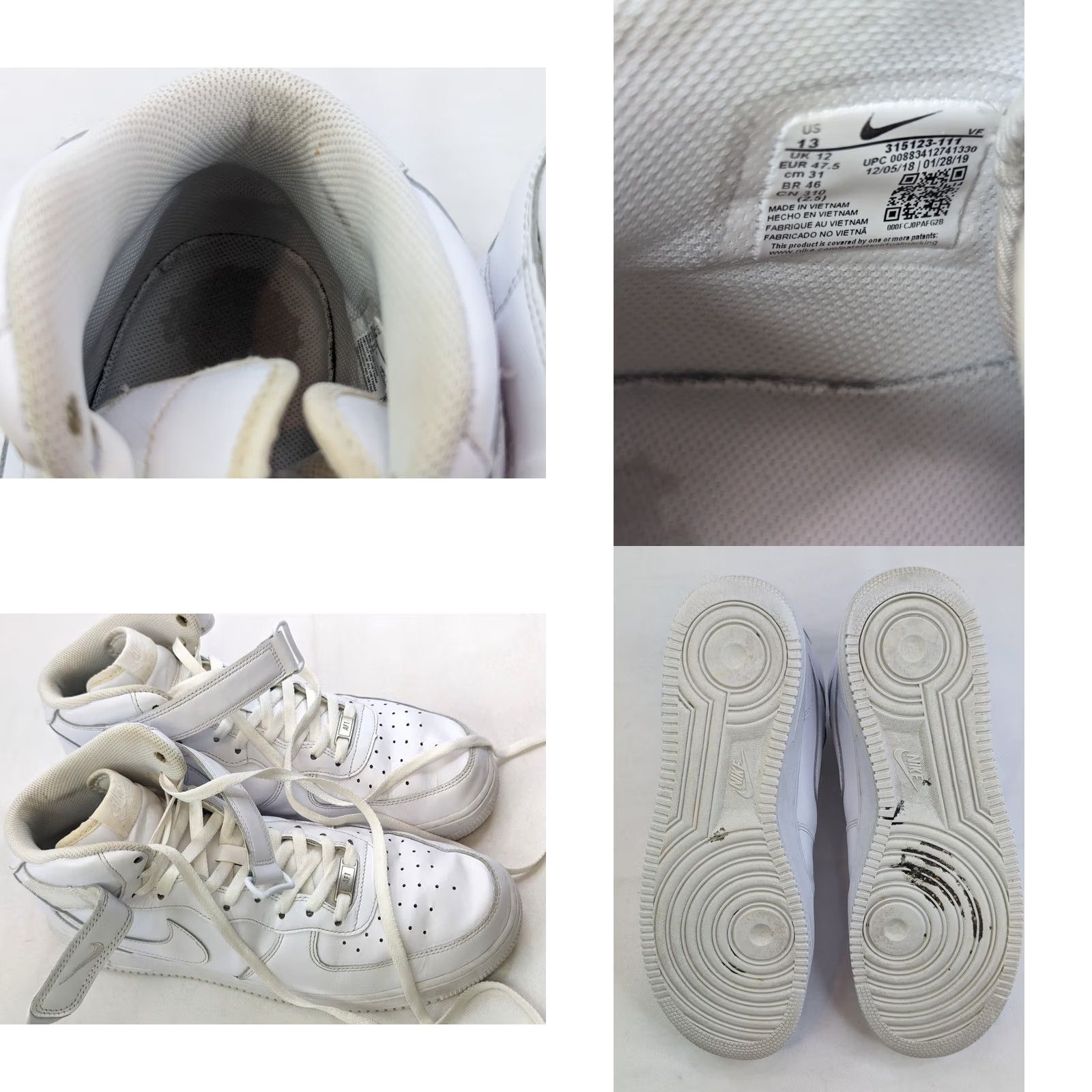 Nike Nike Air Force 1 Mid Triple White Men 13 Classic Sneakers 315123 Mid Top Size US L / EU 52-54 / 3 - 9 Thumbnail