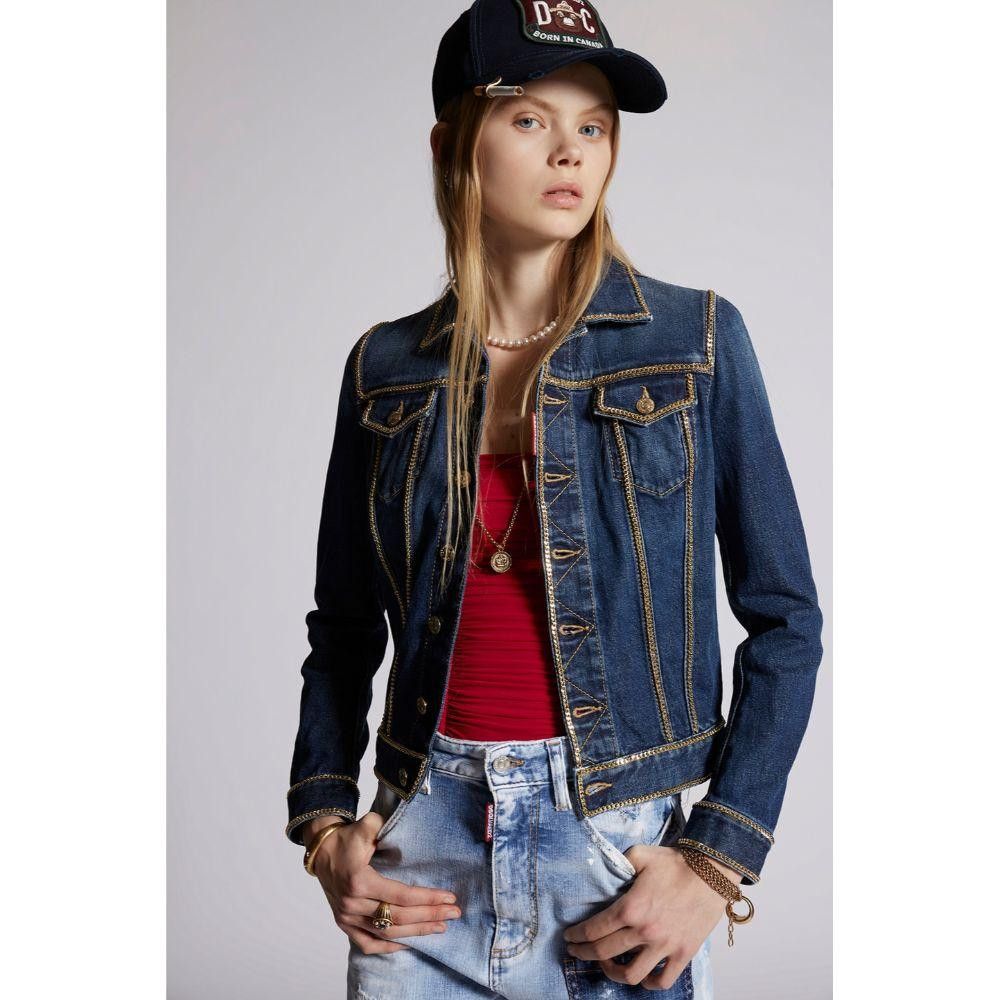Dsquared2 DSQUARED2 chain-detailed cropped denim jacket Size M / US 6-8 / IT 42-44 - 11 Thumbnail