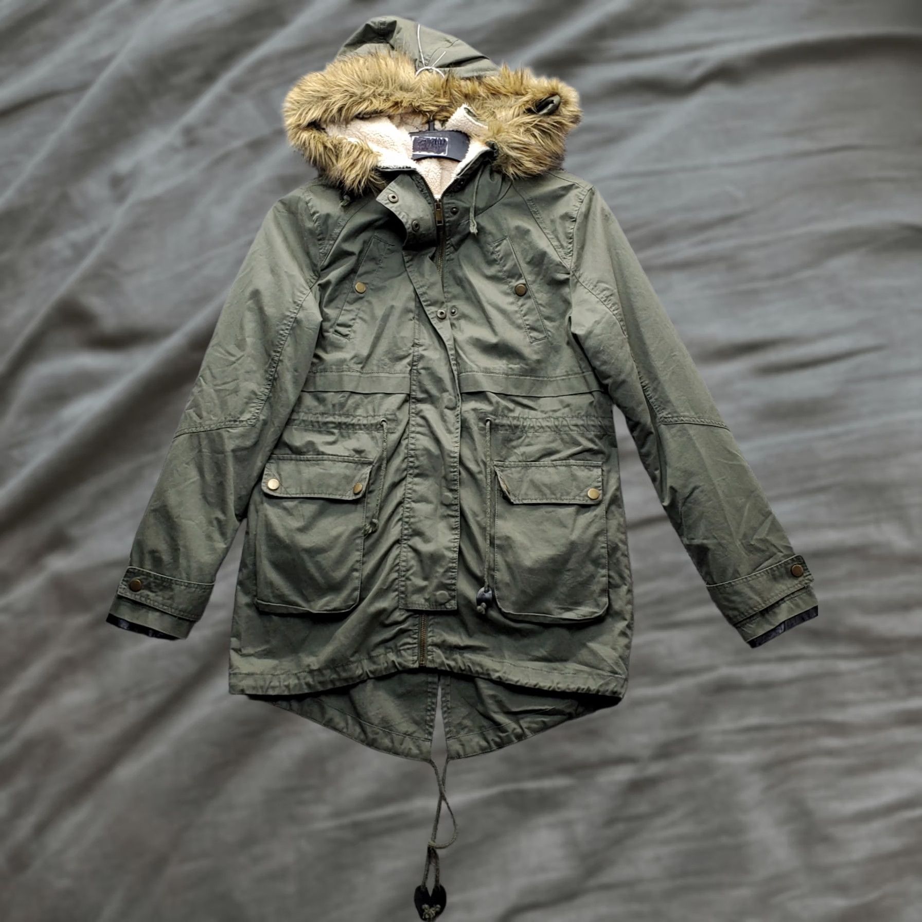 Vintage Thread & Supply Parka Jacket Womens M Green Sherpa Lined Zip Up Hoodie? Size M / US 6-8 / IT 42-44 - 1 Thumbnail