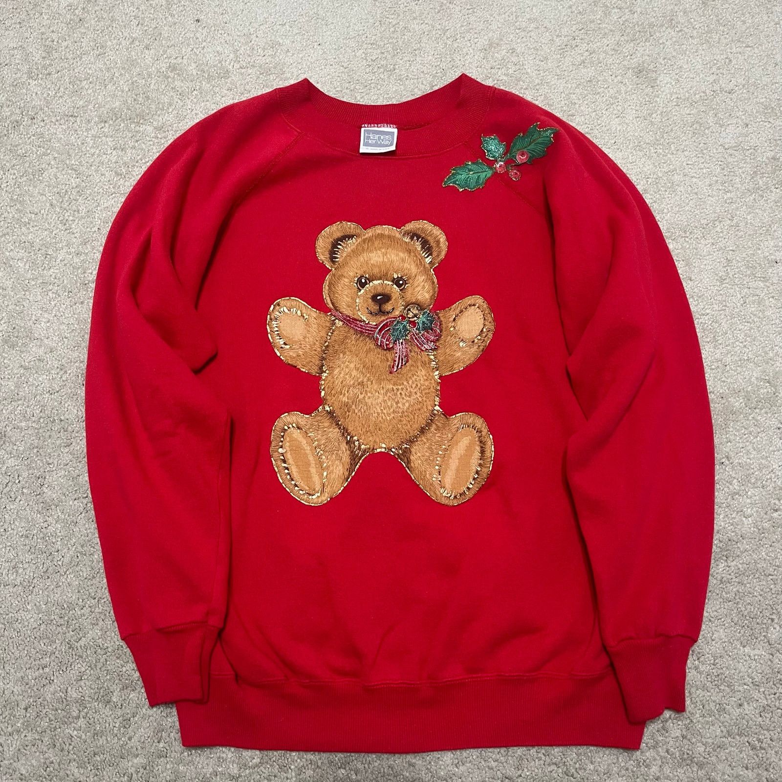 Hanes Vintage Hanes Christmas Teddy Bear Red Crewneck XL Size US XL / EU 56 / 4 - 1 Thumbnail