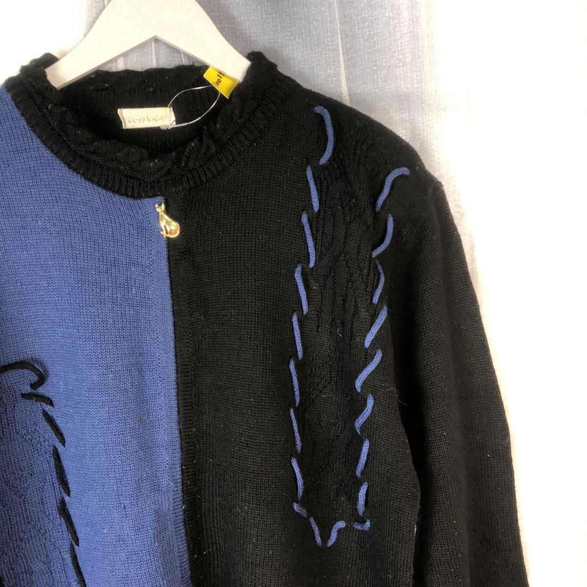 Homespun Knitwear Run Pariele Black Blue Patterned Cardigans #7412 Size M / US 6-8 / IT 42-44 - 8 Thumbnail