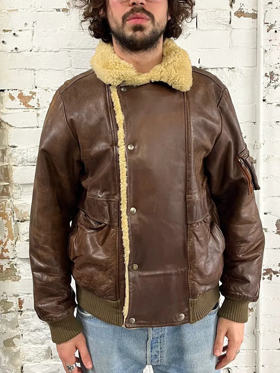 Marithe + Francois Girbaud 1980s Marithé + François Girbaud Compagnie des Montagnes Brown Shearling Leather Jacket Size US L / EU 52-54 / 3 - 2 Thumbnail