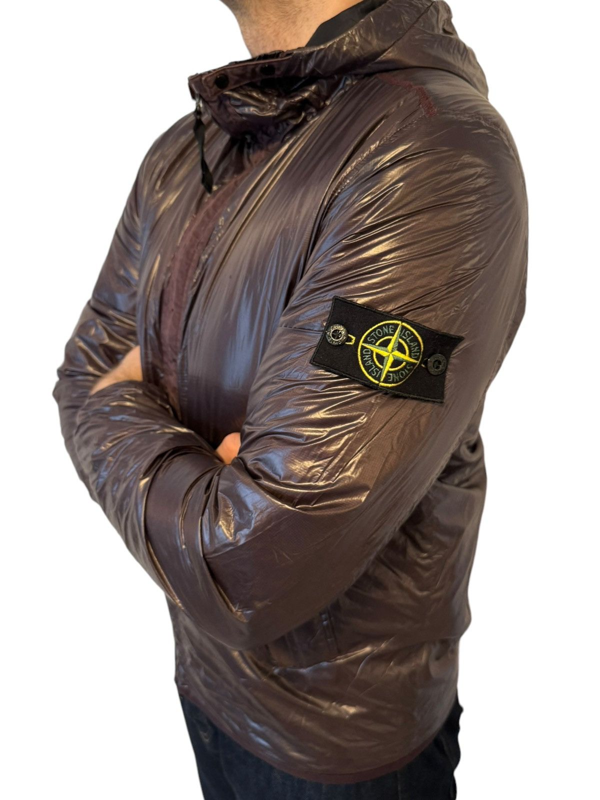 image of Massimo Osti x Stone Island Pertex Quantum Y Primaloft Insulated Jacket XL in Brown, Men's