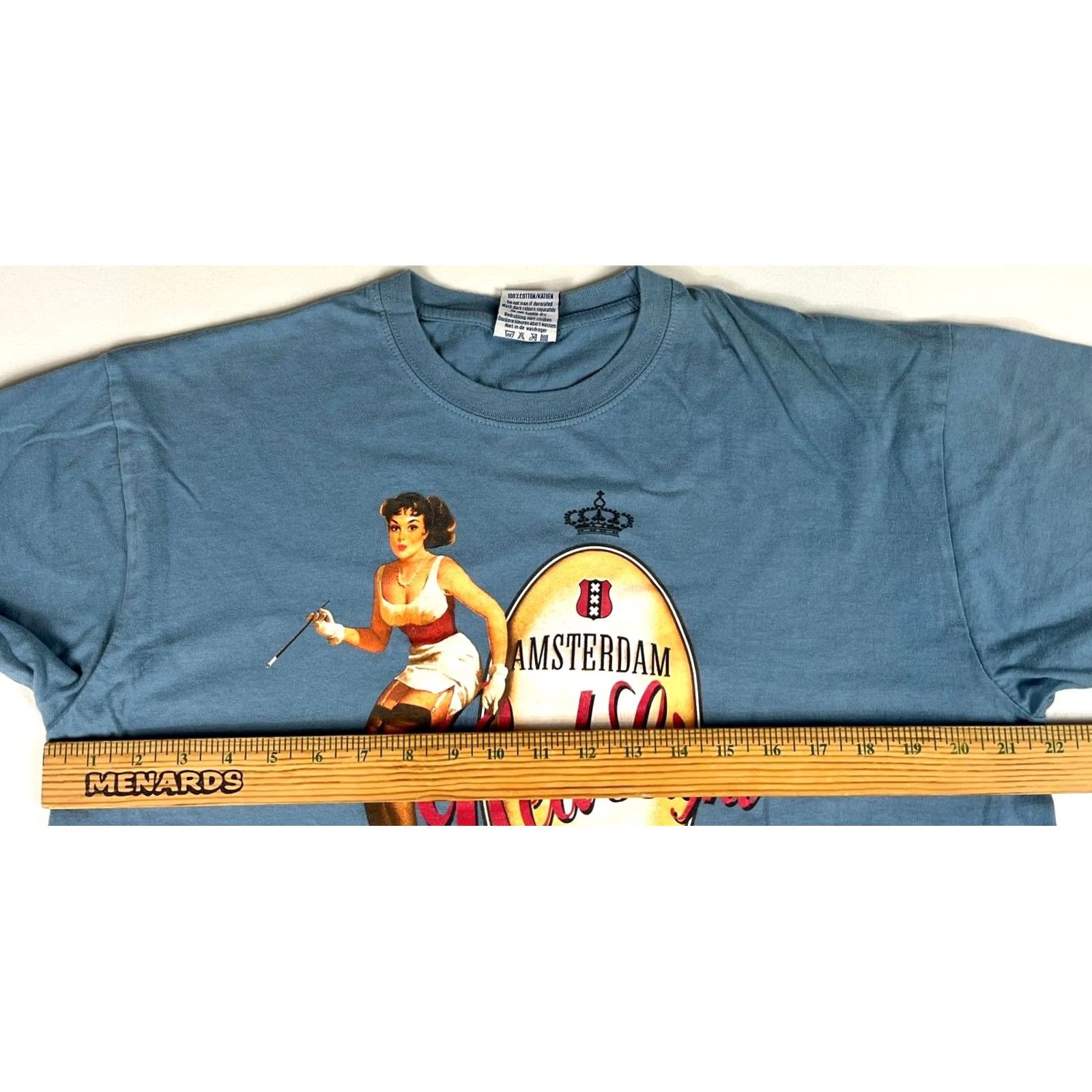 Vintage VINTAGE Fox Originals T-Shirt Amsterdam Red Light District Graphic Blue XS? (not allowed) Size US L / EU 52-54 / 3 - 7 Thumbnail