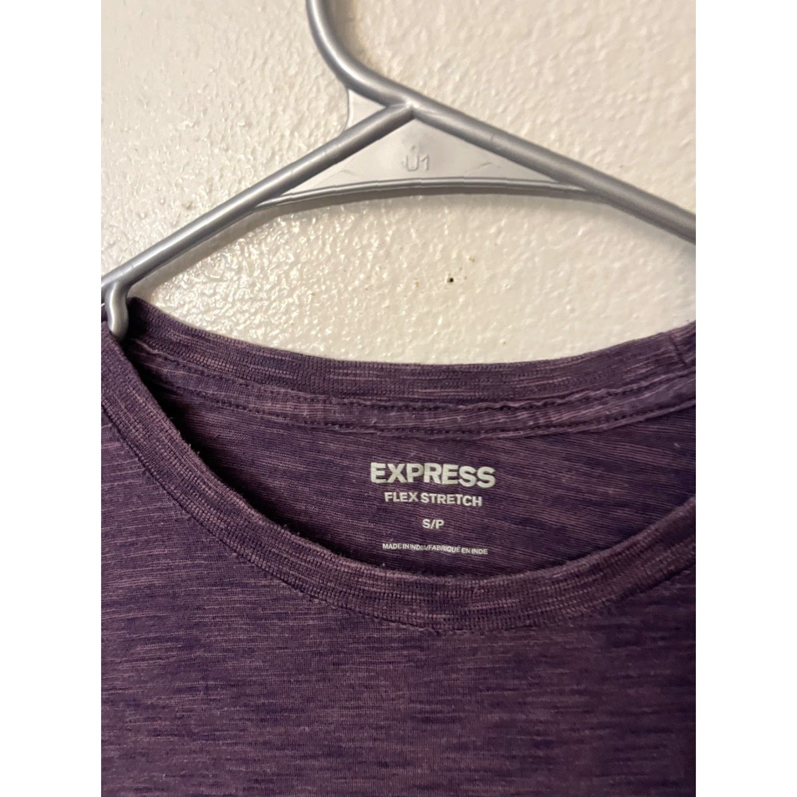 Express EXPRESS T-Shirt Crew Neck Tee Short Sleeve Slim Purple - Men - Size S - Cotton Spandex - Moisture Wicking - Solid - Vintage? (No) Size US S / EU 44-46 / 1 - 2 Thumbnail