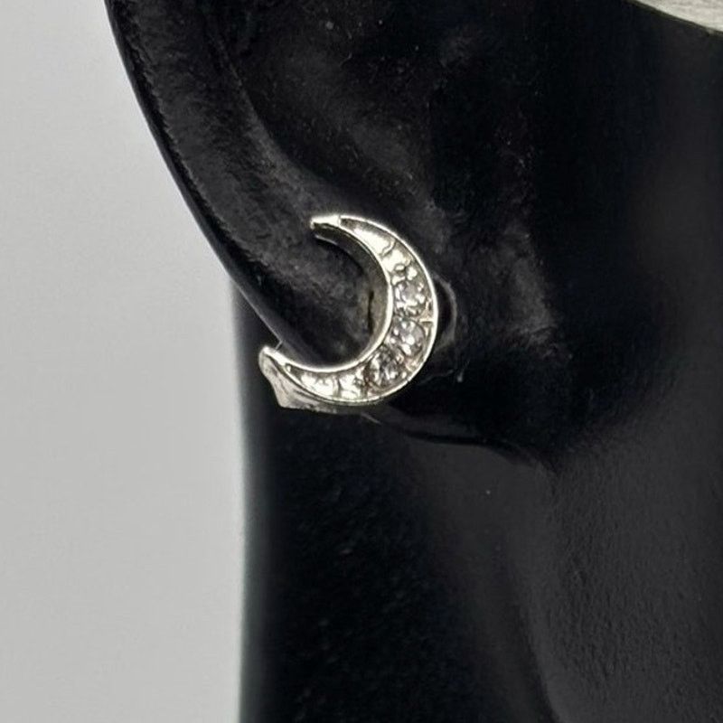 Other Silver Crystal Moon Earrings Size ONE SIZE - 1 Thumbnail