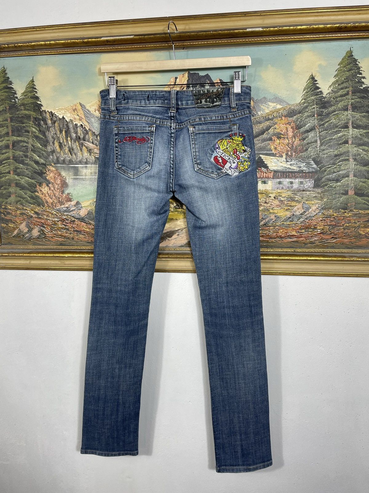 Ed Hardy × Vintage Ed Hardy Vintage Y2k Low Rise Denim Trousers Jeans Drip Swag Size 26" / US 2 / IT 38 - 8 Thumbnail