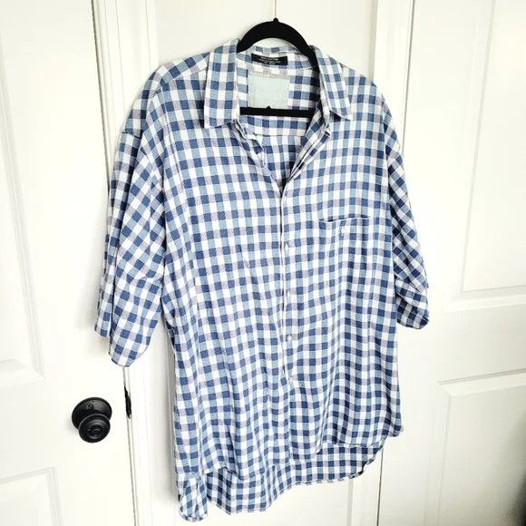 Vacation World Island Gingham Plaid Short Sleeve Collared Shirt Size US XL / EU 56 / 4 - 3 Thumbnail