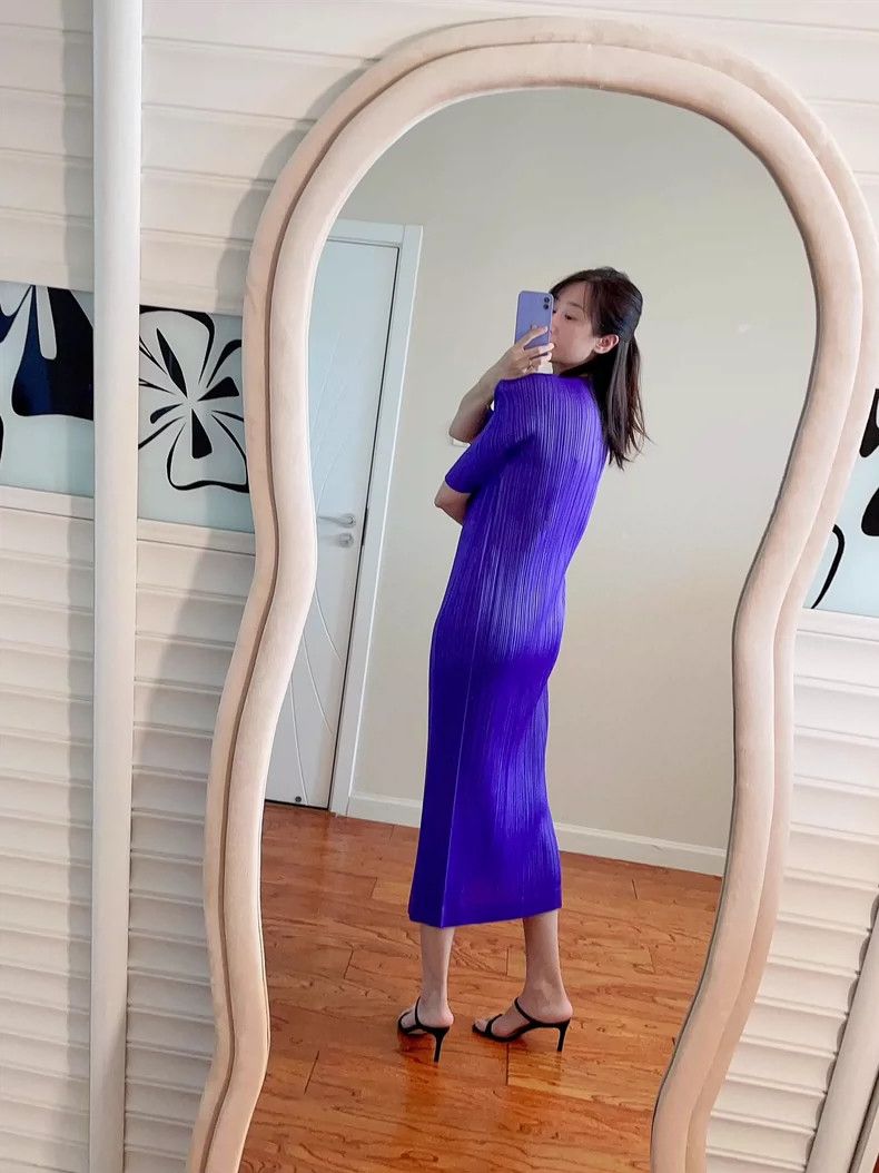 Issey Miyake Issey Miyake Purple dress Size XL / US 12-14 / IT 48-50 - 4 Thumbnail