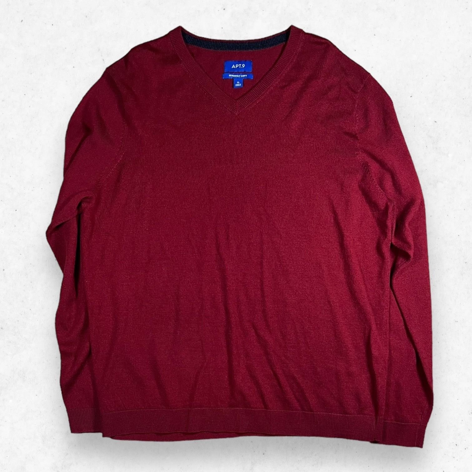 Apt. 9 APT.9 Seriously Soft V Neck Sweater Men's XL Red Merino Wool Size US XL / EU 56 / 4 - 1 Thumbnail
