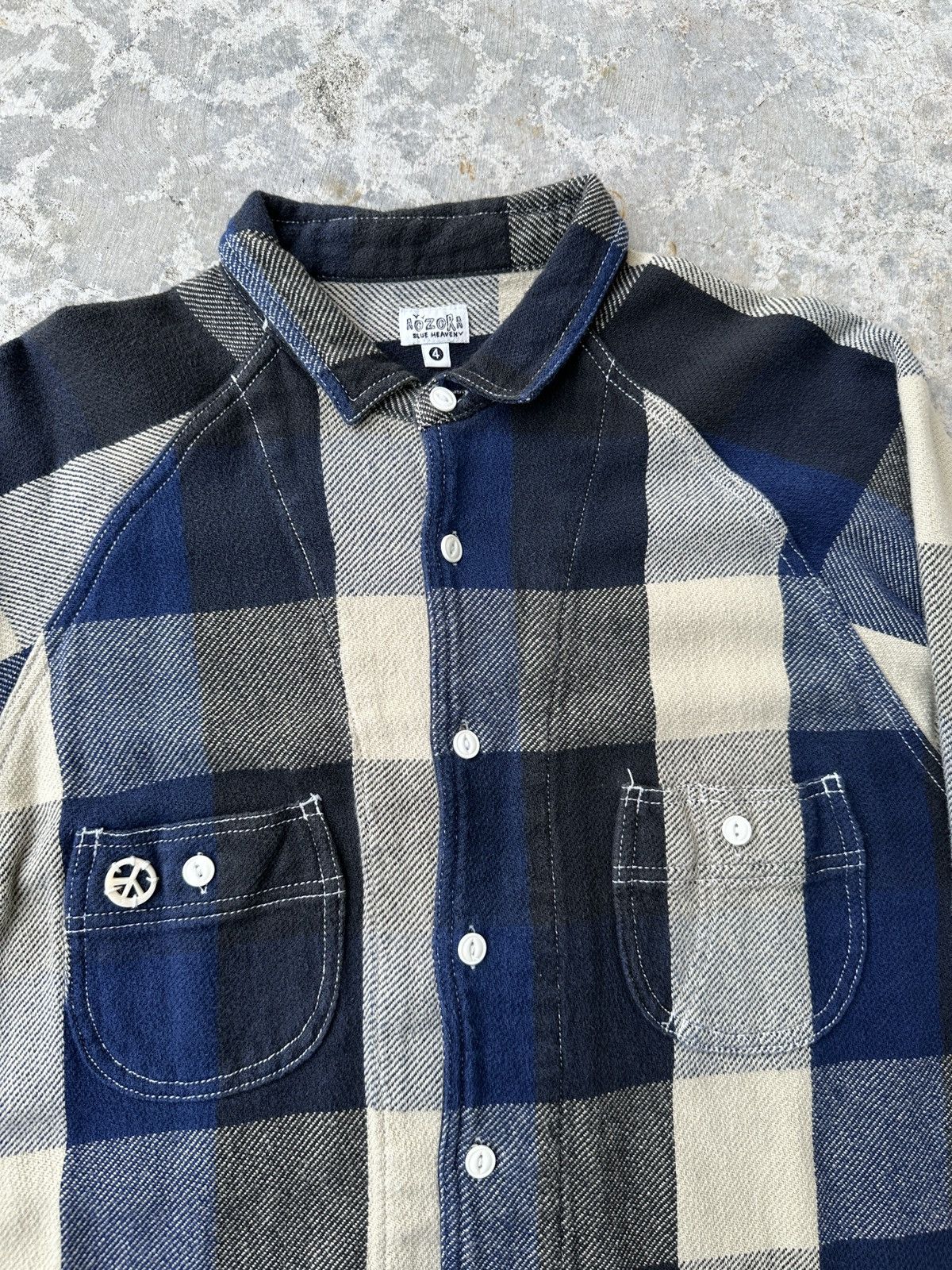 Japanese Brand Aozora Baseball Plaid Flannel button up shirt Size US L / EU 52-54 / 3 - 3 Thumbnail