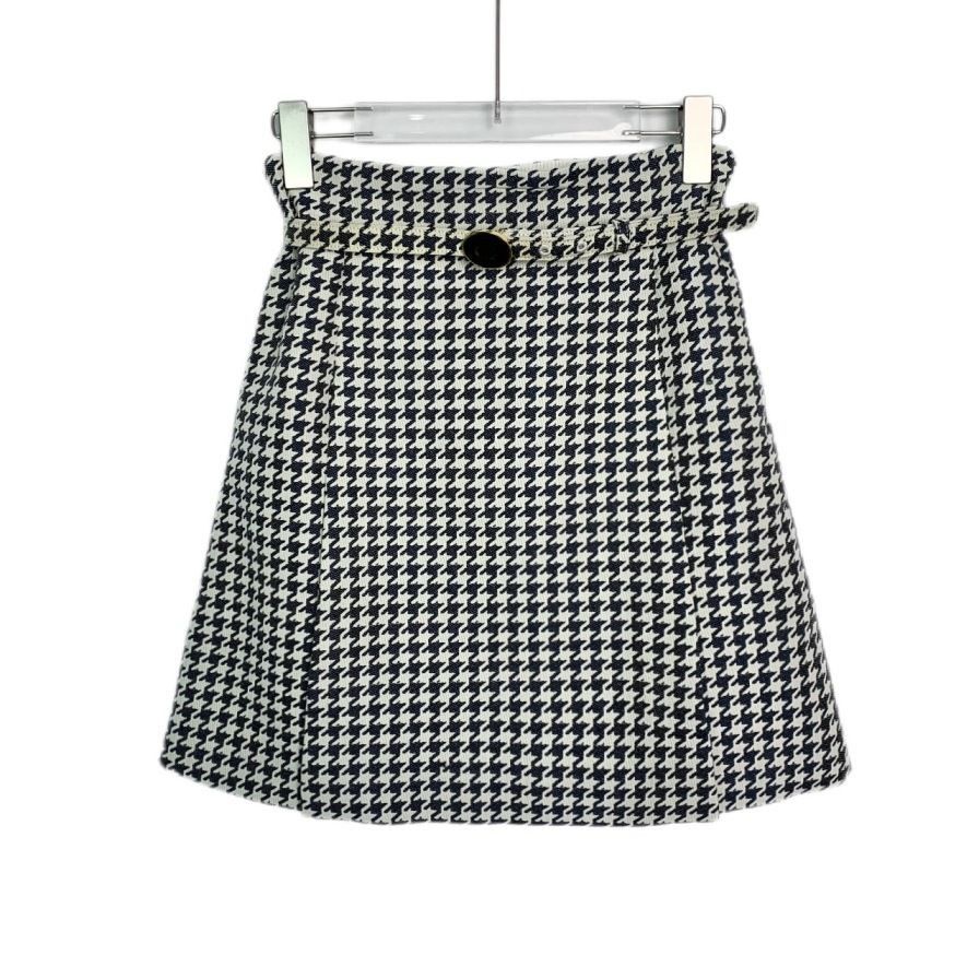 Dior Christian Dior Houndstooth A-Line Skirt With Logo Button Mad Size 42" / US 20 - 1 Thumbnail