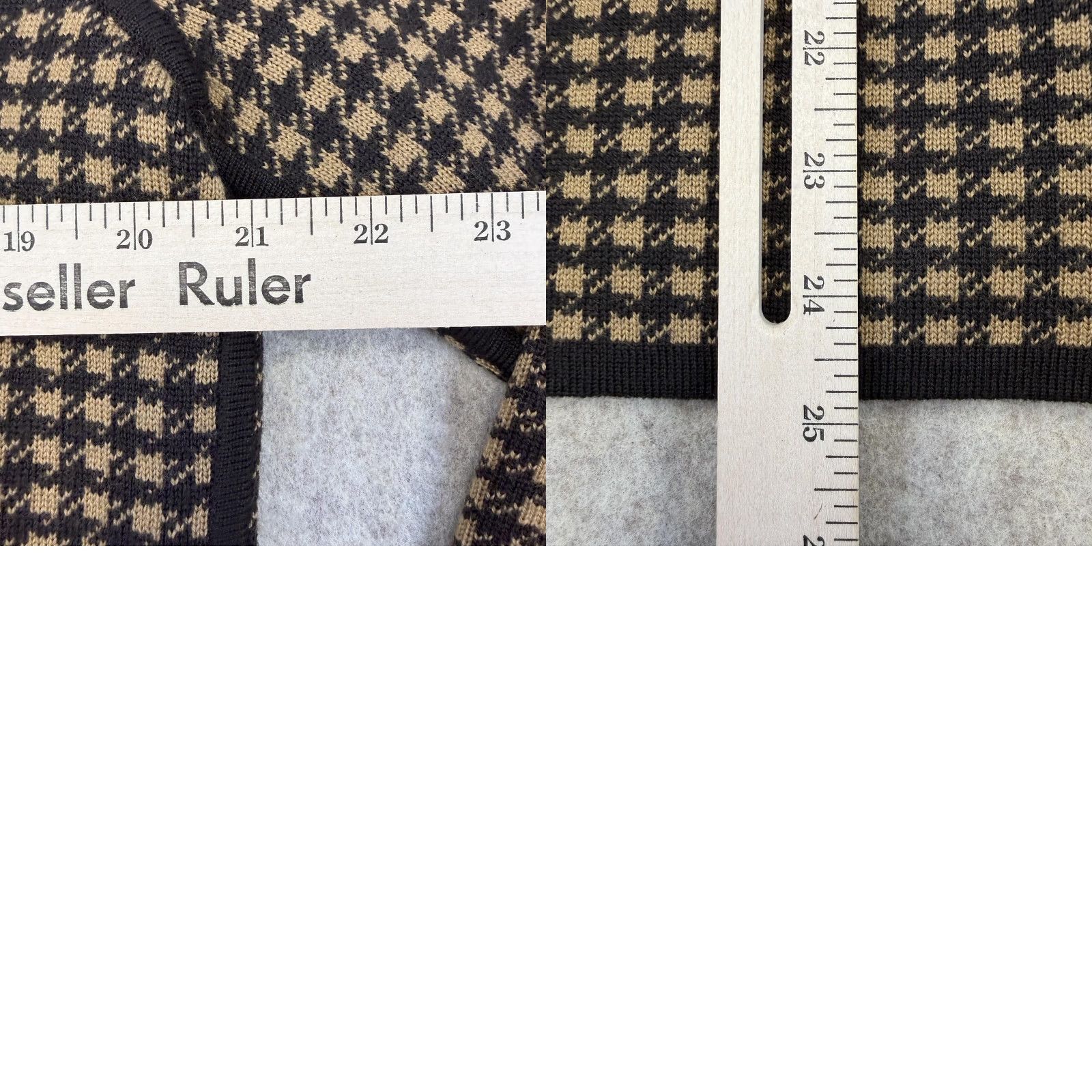 Pendleton Pendleton Sweater Womens XL Petite Brown Black Houndstooth Merino Wool Zip Mock Neck Full Zip Reversible Knitting Knit Wool Blend Nylon Size XL / US 12-14 / IT 48-50 - 9 Thumbnail