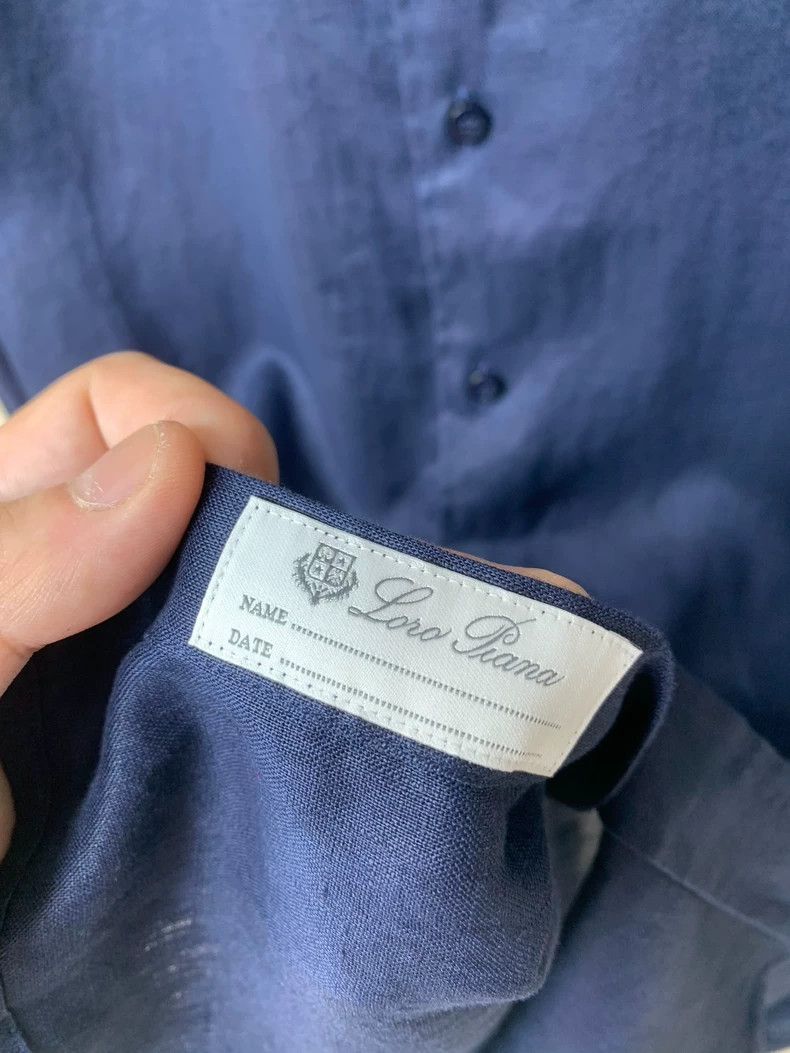 Loro Piana LORO PIANA Light collar linen shirt in dark blue with long Size US M / EU 48-50 / 2 - 4 Thumbnail