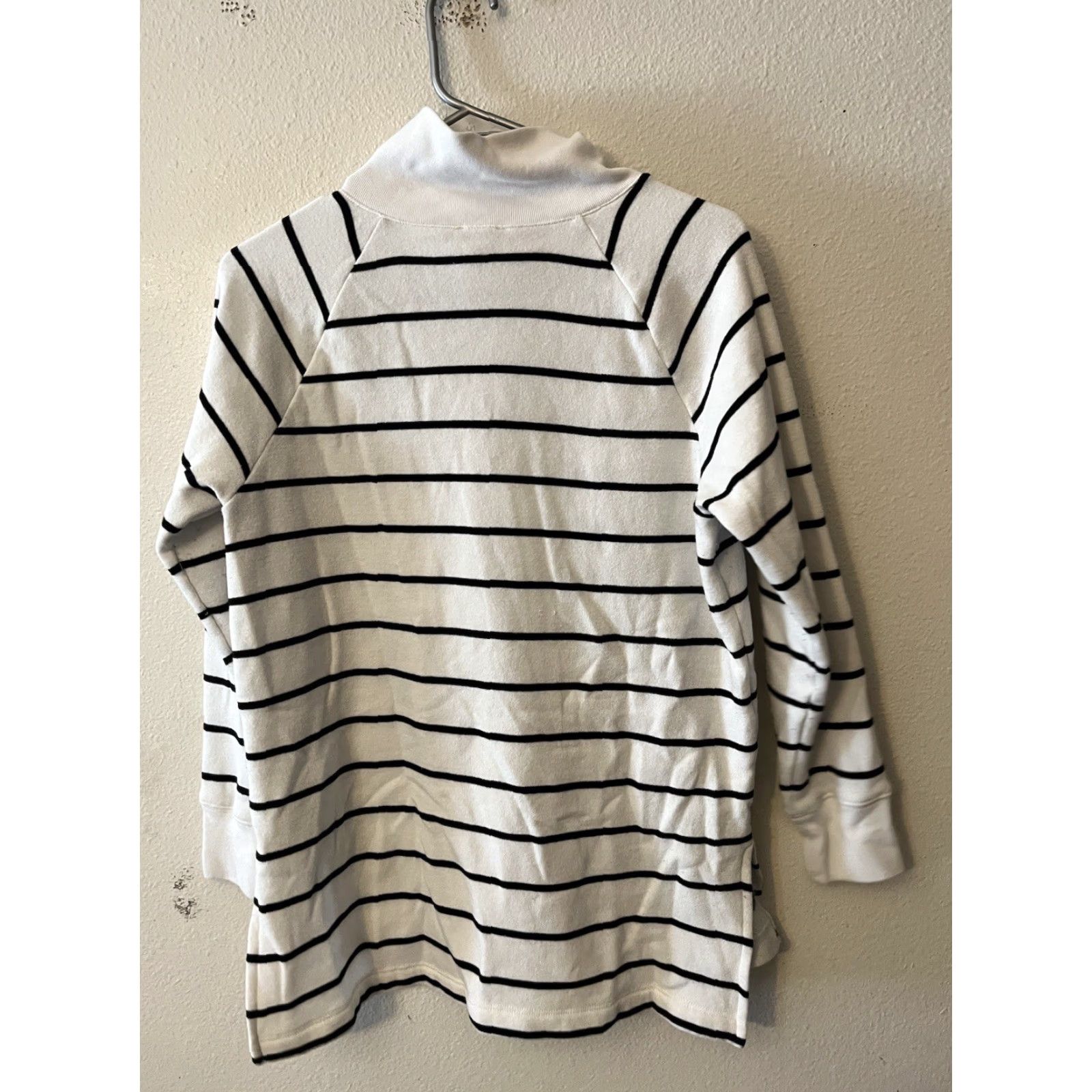 J.Crew VINTAGE J.CREW Striped Wide Button-Collar Tunic in Cloudspun Fleece Sweater XS Women Size XS / US 0-2 / IT 36-38 - 2 Thumbnail