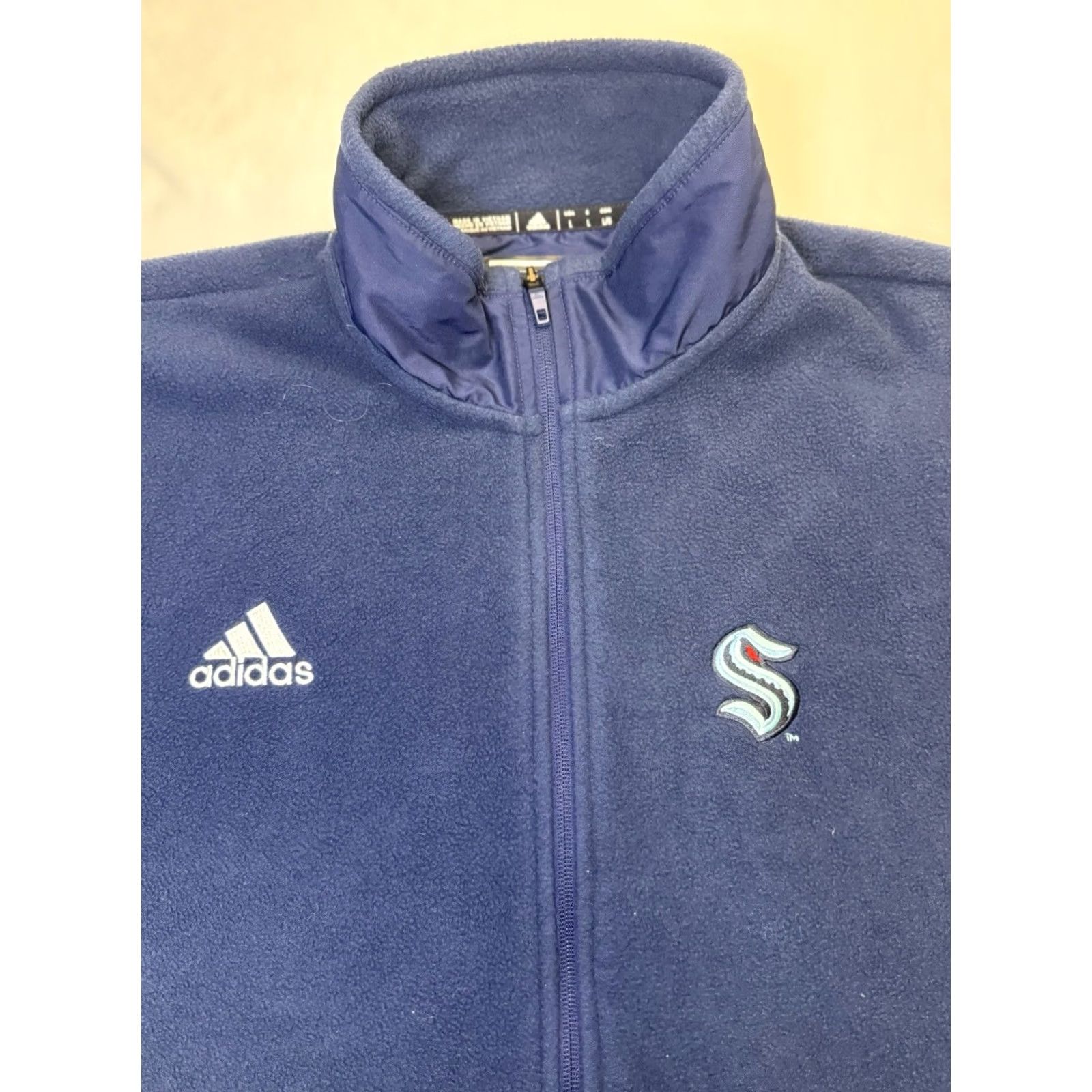 Adidas Adidas Seattle Kraken Fleece Vest Full Zip Navy Blue NHL Pockets Mens Large Vest Size US L / EU 52-54 / 3 - 2 Thumbnail