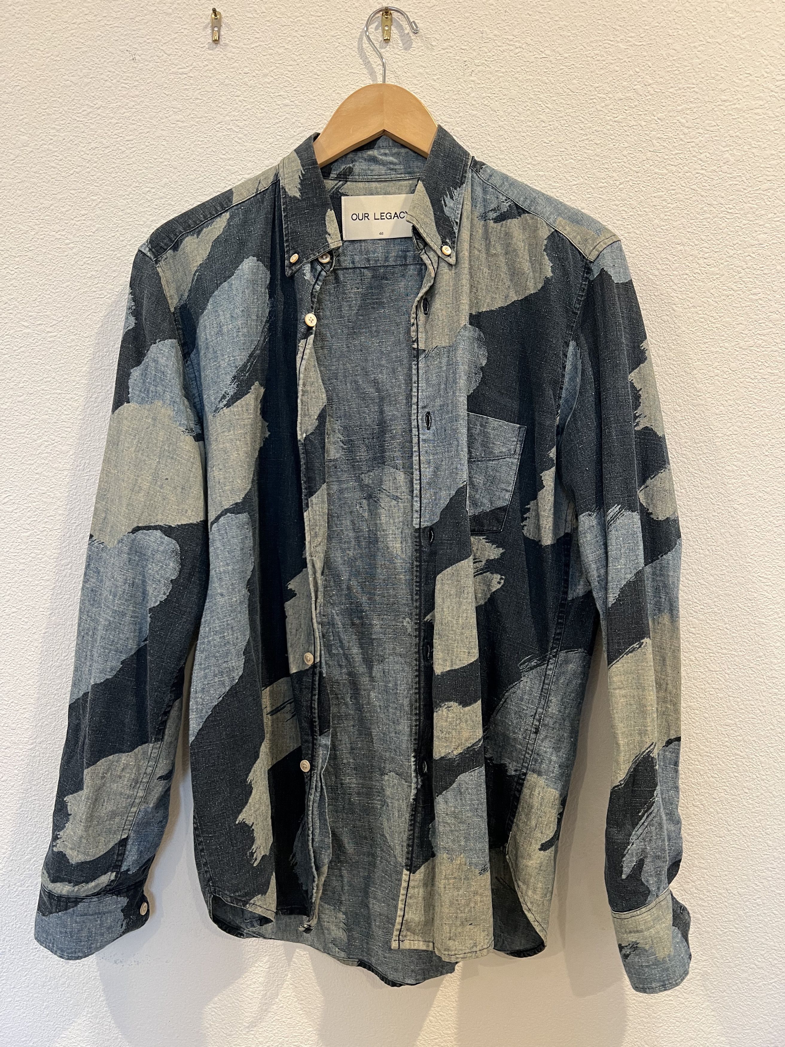 Our Legacy OUR LEGACY Camo Painted Indigo Japanese Hemp 1950's Shirt Size US S / EU 44-46 / 1 - 2 Thumbnail