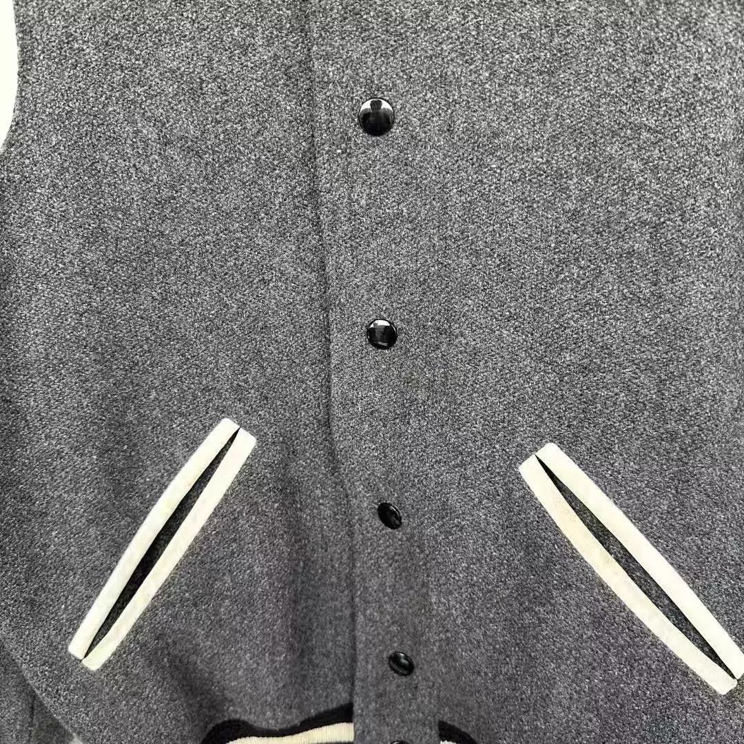 Saint Laurent Paris SLP gray wool leather panel baseball jacket 44 Size US S / EU 44-46 / 1 - 3 Thumbnail
