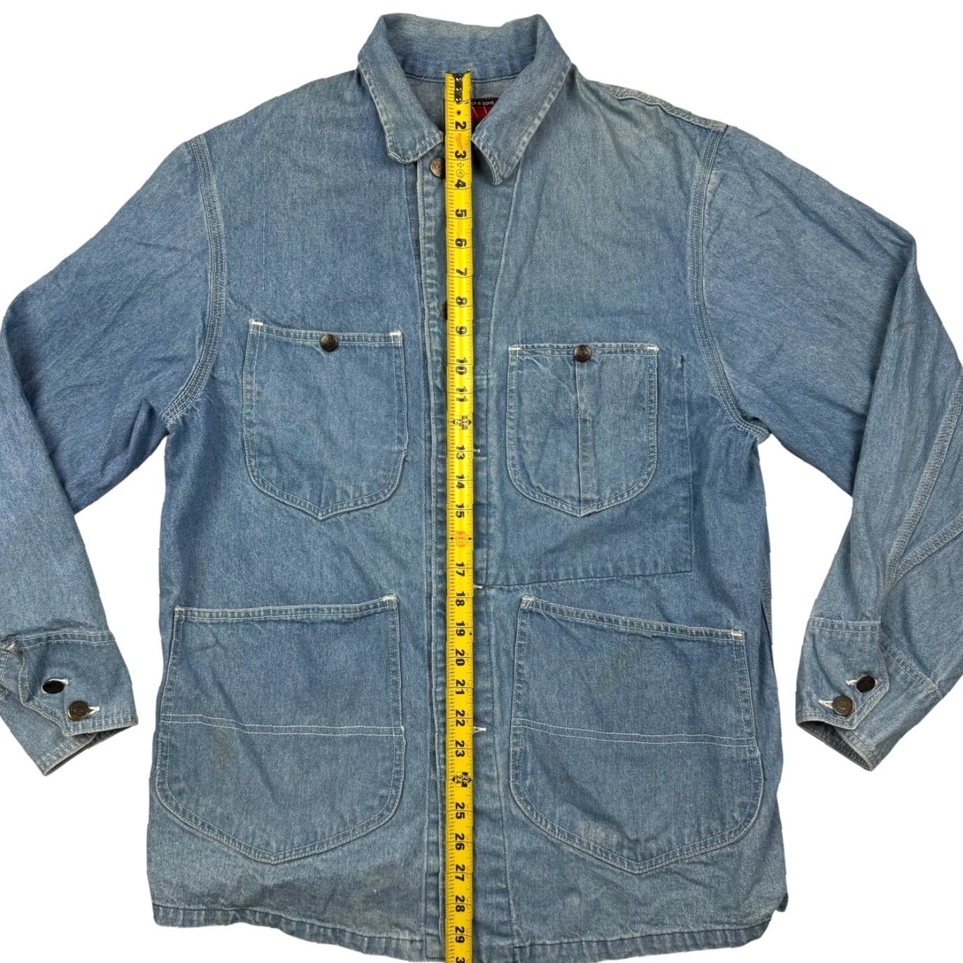 Denime VINTAGE H. W. Carter Denim Jean Shirt Jacket Blue Small Men Jacket Size US 29 - 3 Thumbnail