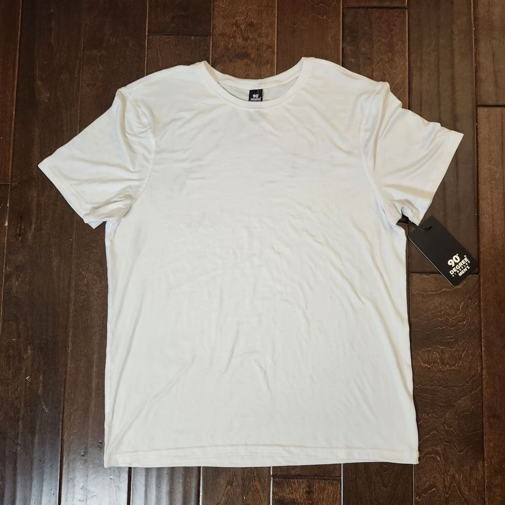 Vintage 90 Degree By Reflex Men's White T-shirt Tee L Short Sleeve Crew Neck Solid Breathable Easy Care Regular Fit NWT Size US L / EU 52-54 / 3 - 3 Thumbnail