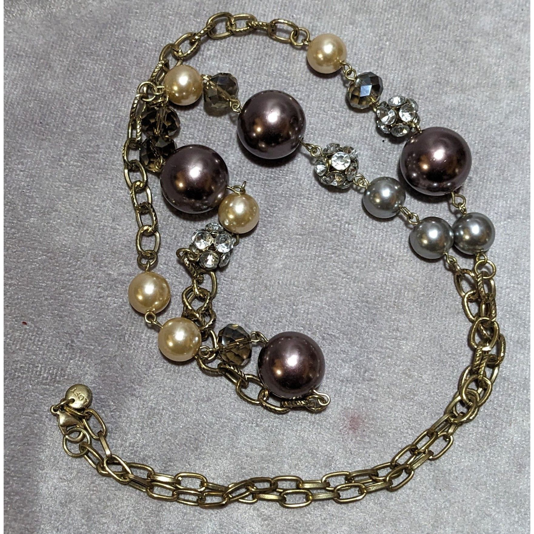Loft Glam Pearl Ann Taylor Loft Chain Beaded Necklace Size ONE SIZE - 9 Thumbnail