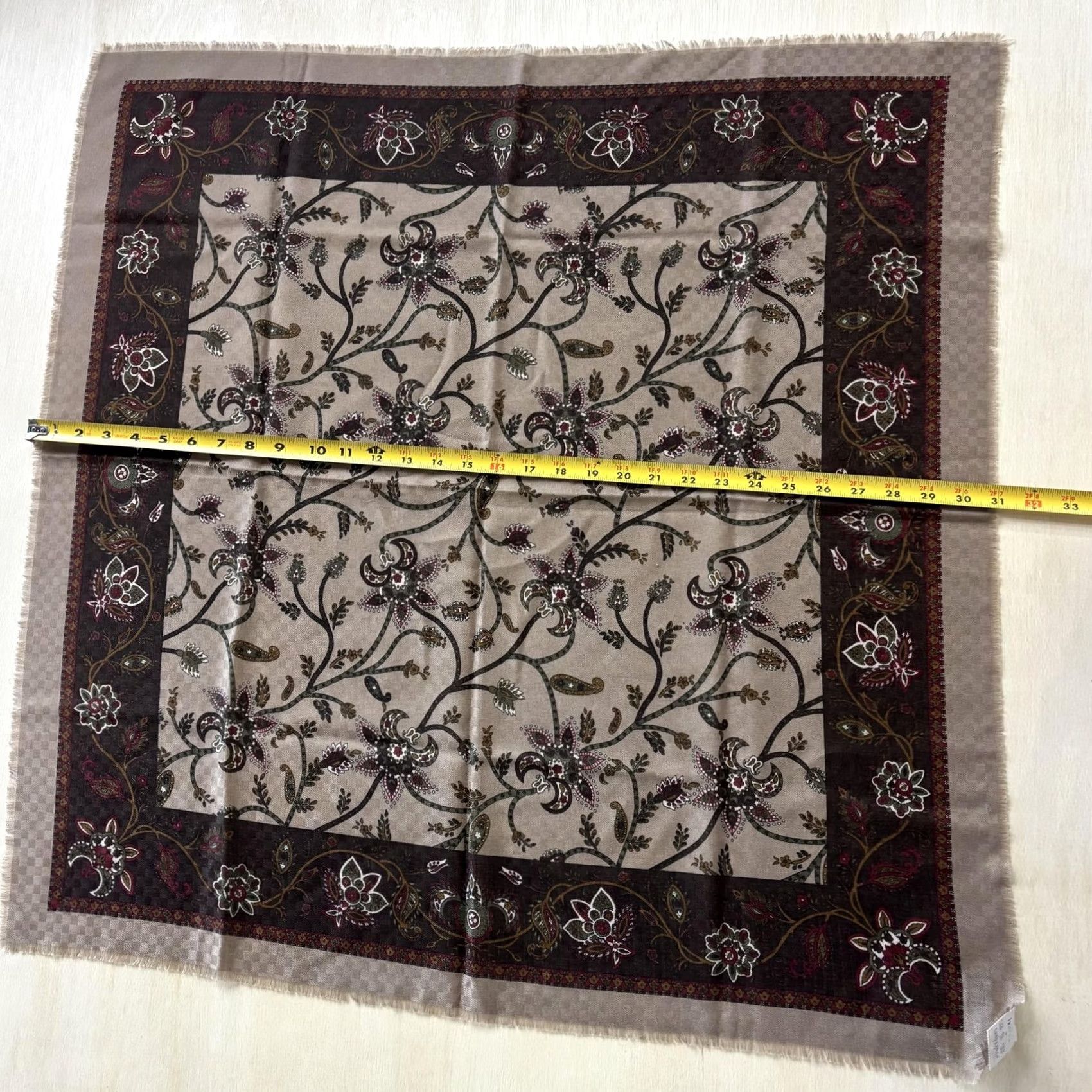 Vintage VINTAGE Brown Floral Square Scarf Womens One Size Fringe Polyester Made In Italy Size ONE SIZE - 4 Thumbnail