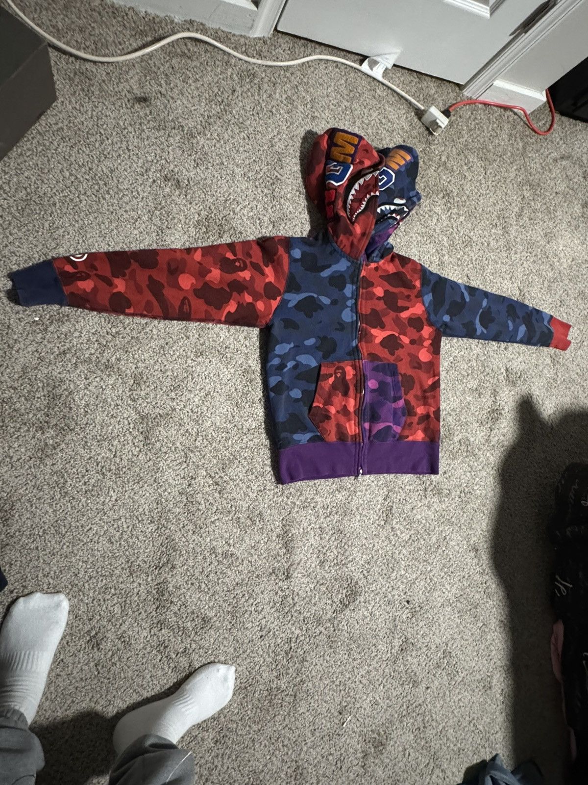 Bape Bape Double Shark Crazy Camo Hoodie Size US S / EU 44-46 / 1 - 3 Thumbnail