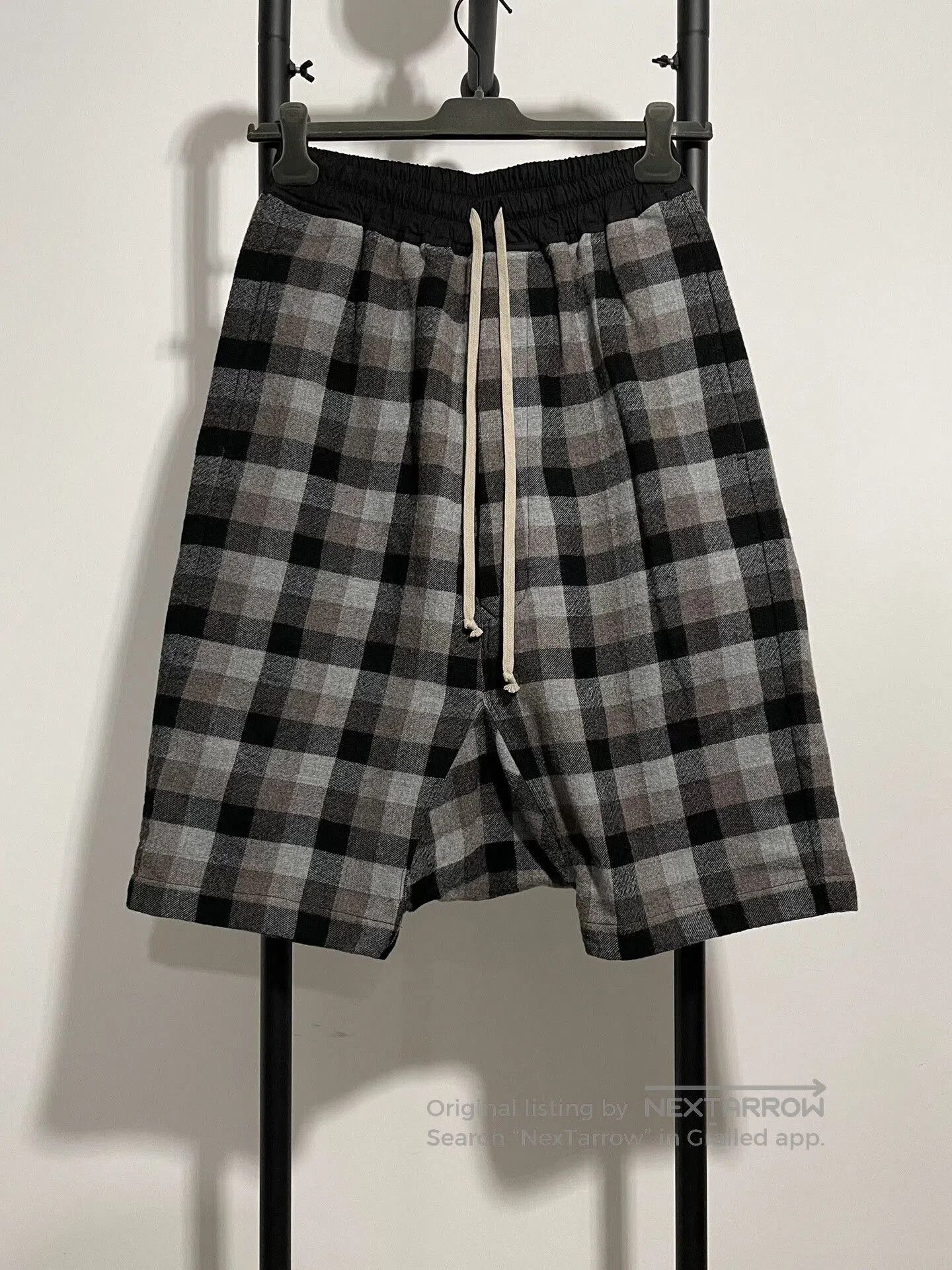 rick owens wool plaid shorts size 46.