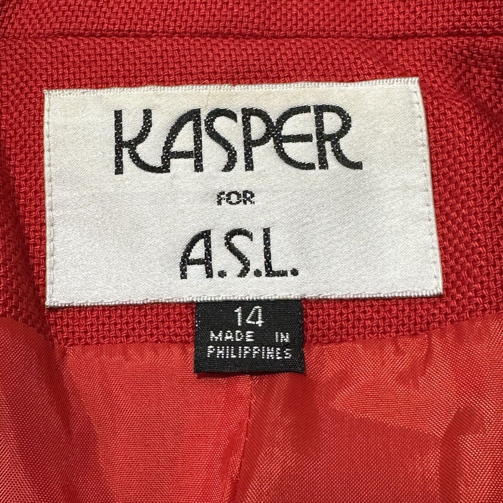 Other Kasper For A.S.L. 14 Blazer Jacket Red Button Front Coat Size XL / US 12-14 / IT 48-50 - 3 Thumbnail
