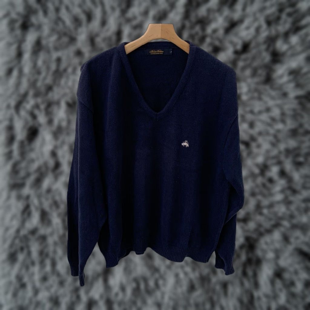 Brooks Brothers VINTAGE Brooks Brothers Sweater Mens L Navy Oversized V-Neck Cotton Knit 90s Preppy Mens Size US L / EU 52-54 / 3 - 1 Thumbnail