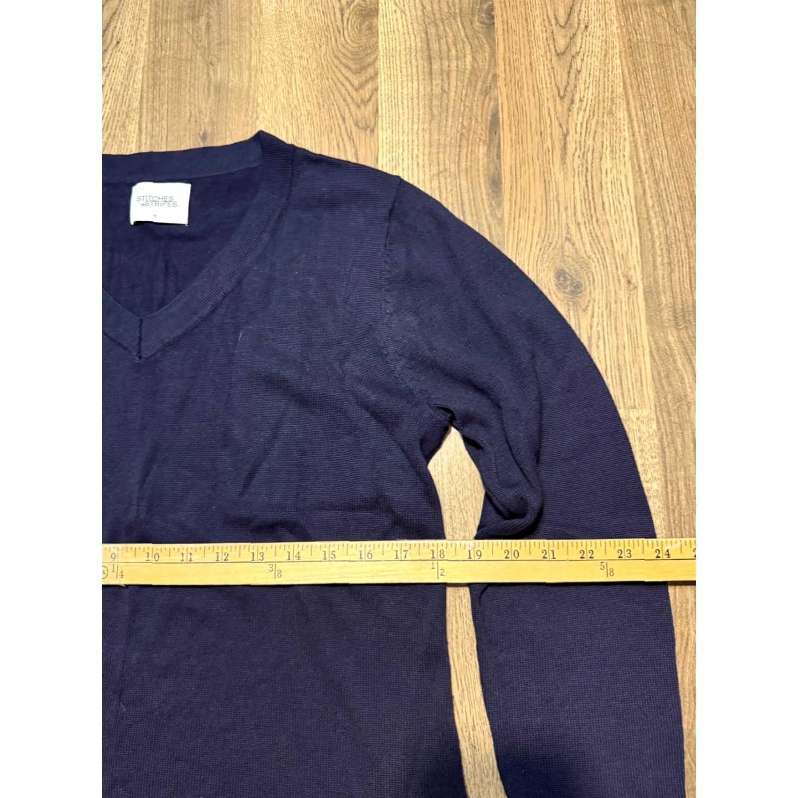 Vintage Stitches + Stripes Shirt Womens Medium Blue Long Sleeve V-Neck Casual Shirt Size M / US 6-8 / IT 42-44 - 6 Thumbnail