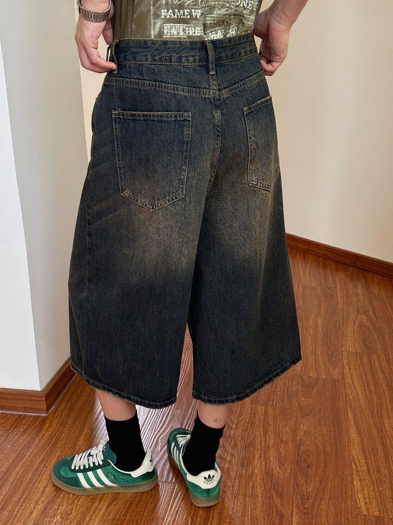 Japanese Brand × Vintage Y2K Revival Faded Long Denim Shorts - Retro Chic Essentials Size US 32 / EU 48 - 4 Thumbnail