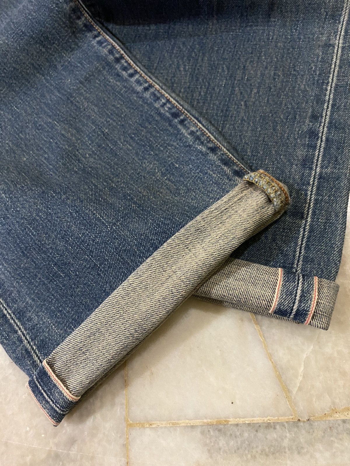 Edwin Vintage Edwin 505x Washed Orange Tab Ripped Selvedge Denim Size US 30 / EU 46 - 20 Thumbnail