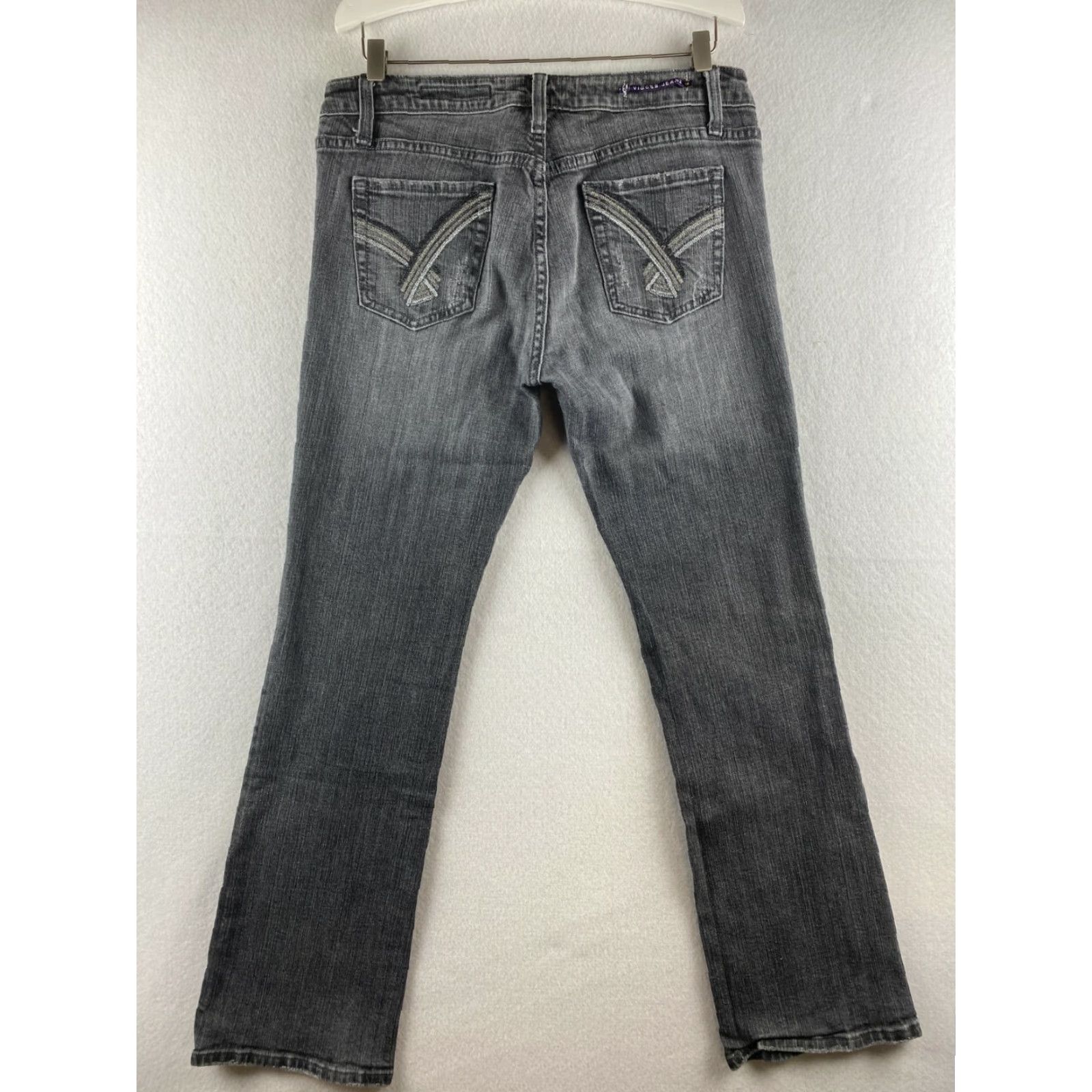 Vintage VIGOSS Jeans Womens 11 34 x 31 Gray Bootcut Stretch Denim Dark Wash Distressed Size 24" / US 00 / IT 34 - 7 Thumbnail
