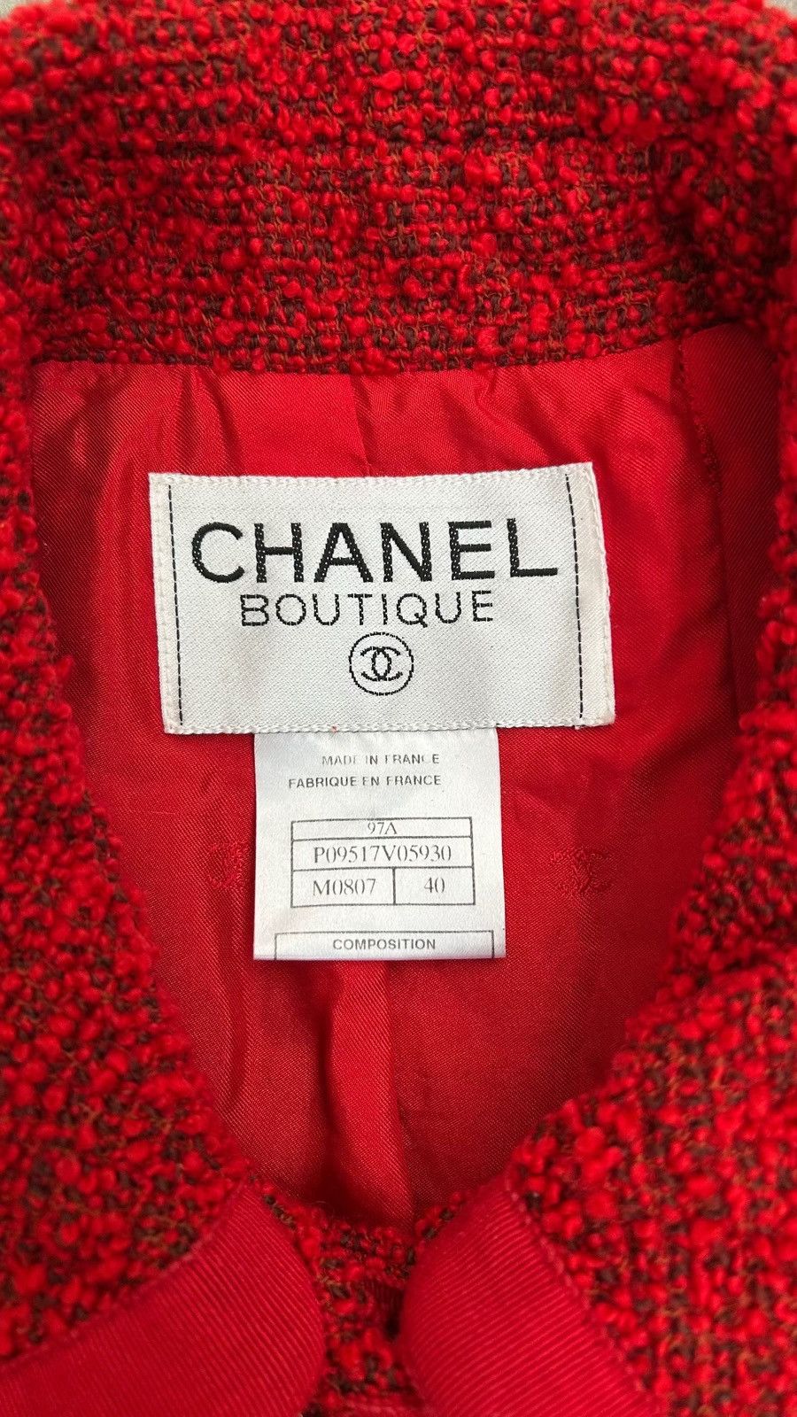 Chanel Chanel 97A Red Tweed Wool Jacket Size M / US 6-8 / IT 42-44 - 4 Thumbnail