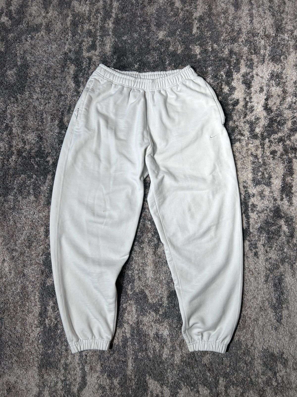 Nike × Vintage Vintage 90's Nike Heavy Cotton White Track Pants Big Logo Size US 32 / EU 48 - 2 Thumbnail