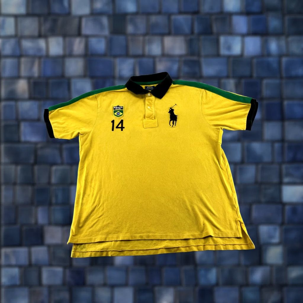 Polo Ralph Lauren Polo Ralph Lauren Shirt Mens 2XLT Yellow Polo World Cup Olympic BRAZIL 14 RARE Size US XXL / EU 58 / 5 - 1 Thumbnail