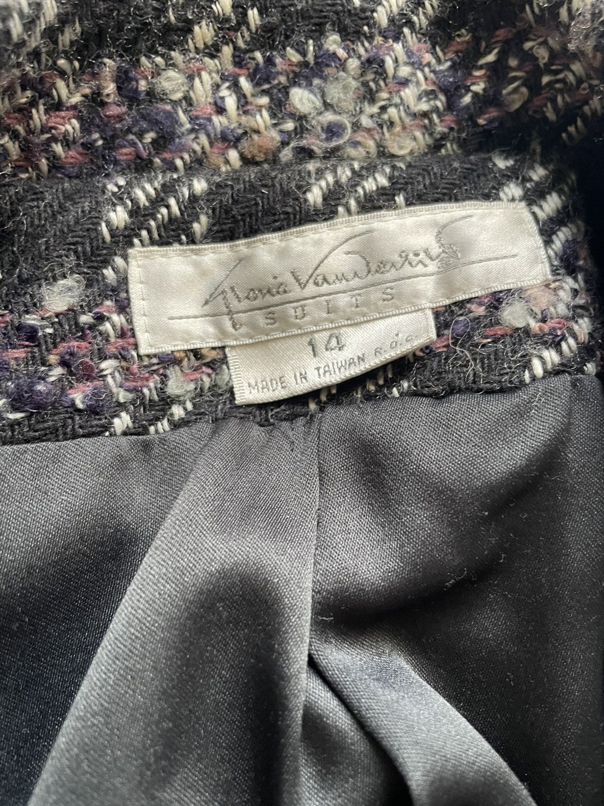 Vintage 90s boucle’ windowpane pattern Gloria Vanderbilt blazer 14 Size XL / US 12-14 / IT 48-50 - 3 Thumbnail