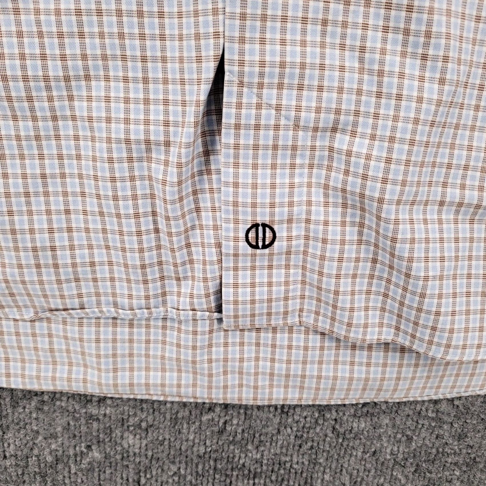 David Donahue David Donahue Dress Shirt Mens 17 34 36 Beige Button Up Long Sleeve Cotton Plaid Shirt Size 46R - 3 Thumbnail