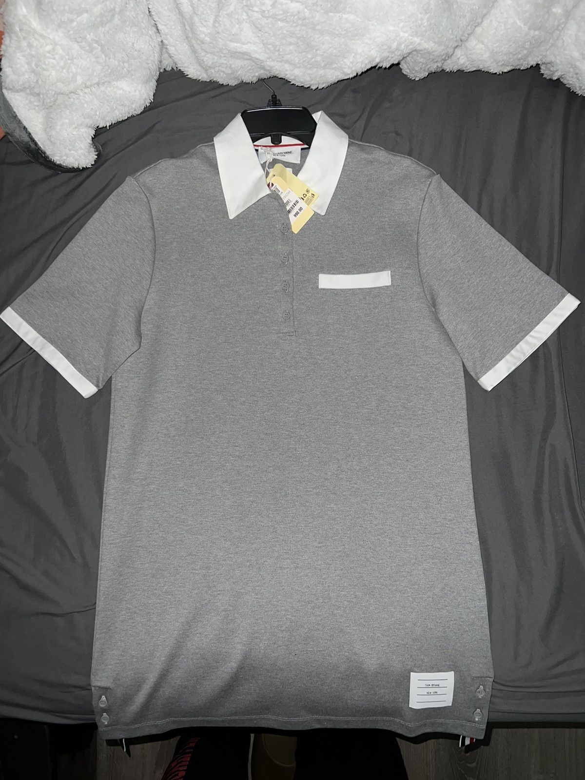 image of Thom Browne Short Sleeve Polo Dress Size 44 in Grey, Women's